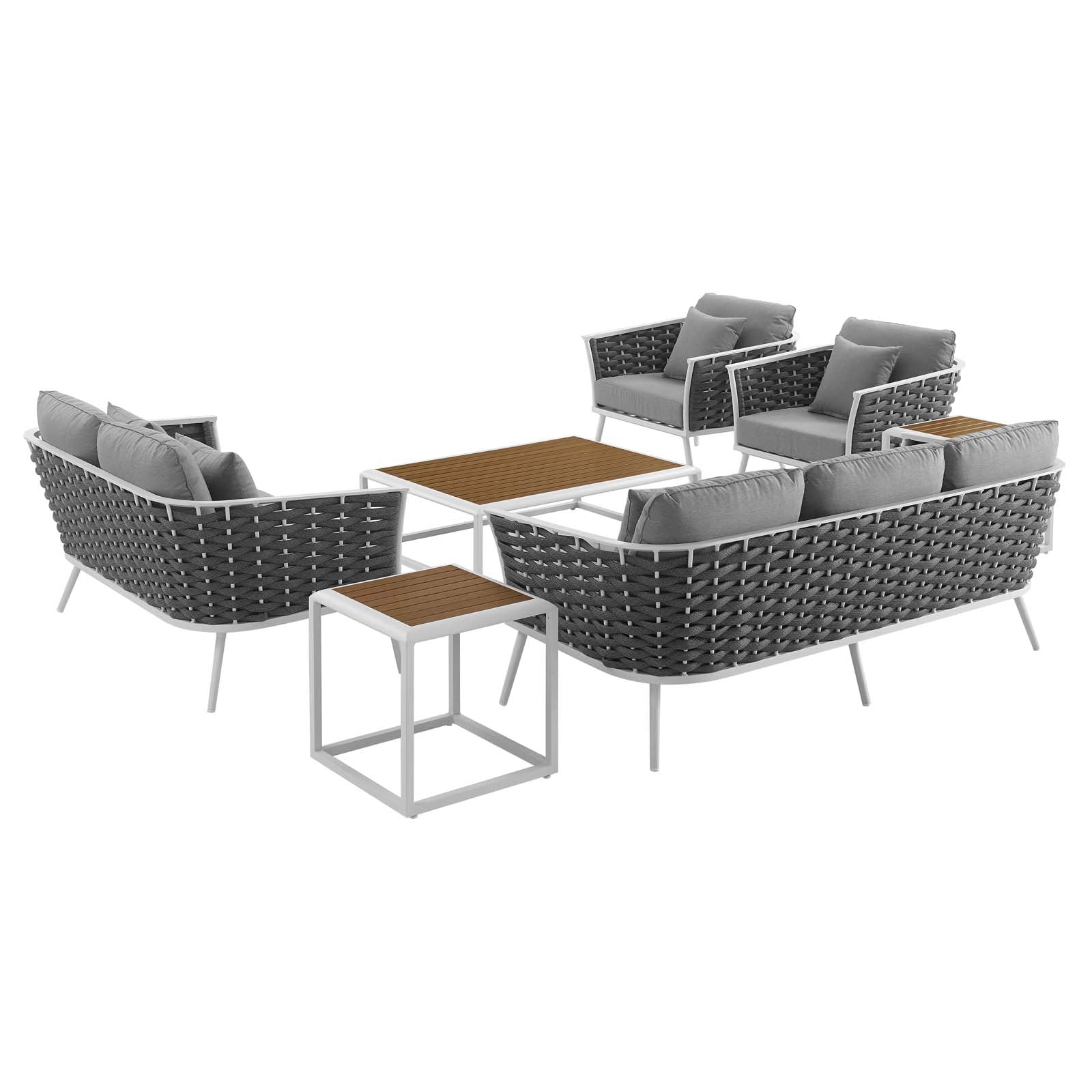 Stance 7 Piece Outdoor Patio Aluminum Sectional Sofa Set by Modway