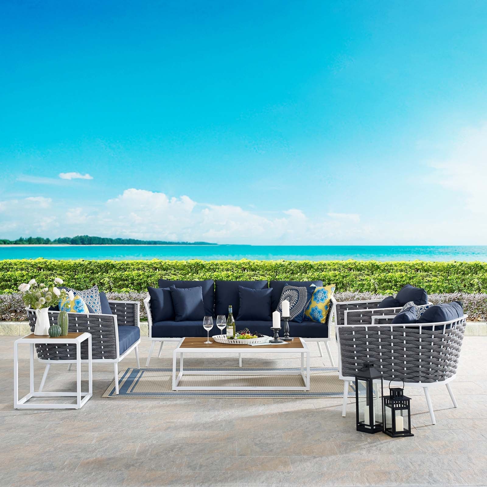 Stance 7 Piece Outdoor Patio Aluminum Sectional Sofa Set by Modway