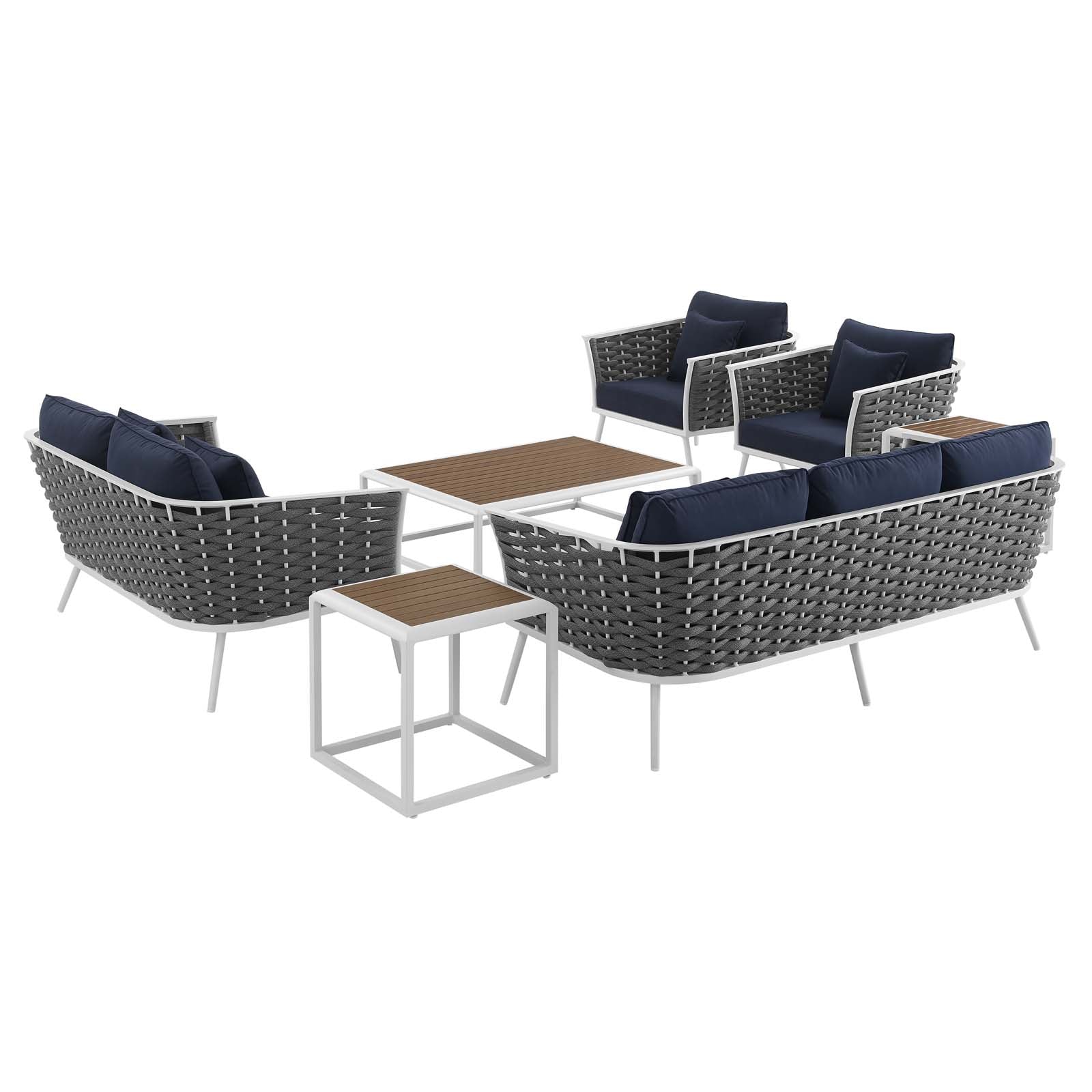 Stance 7 Piece Outdoor Patio Aluminum Sectional Sofa Set by Modway