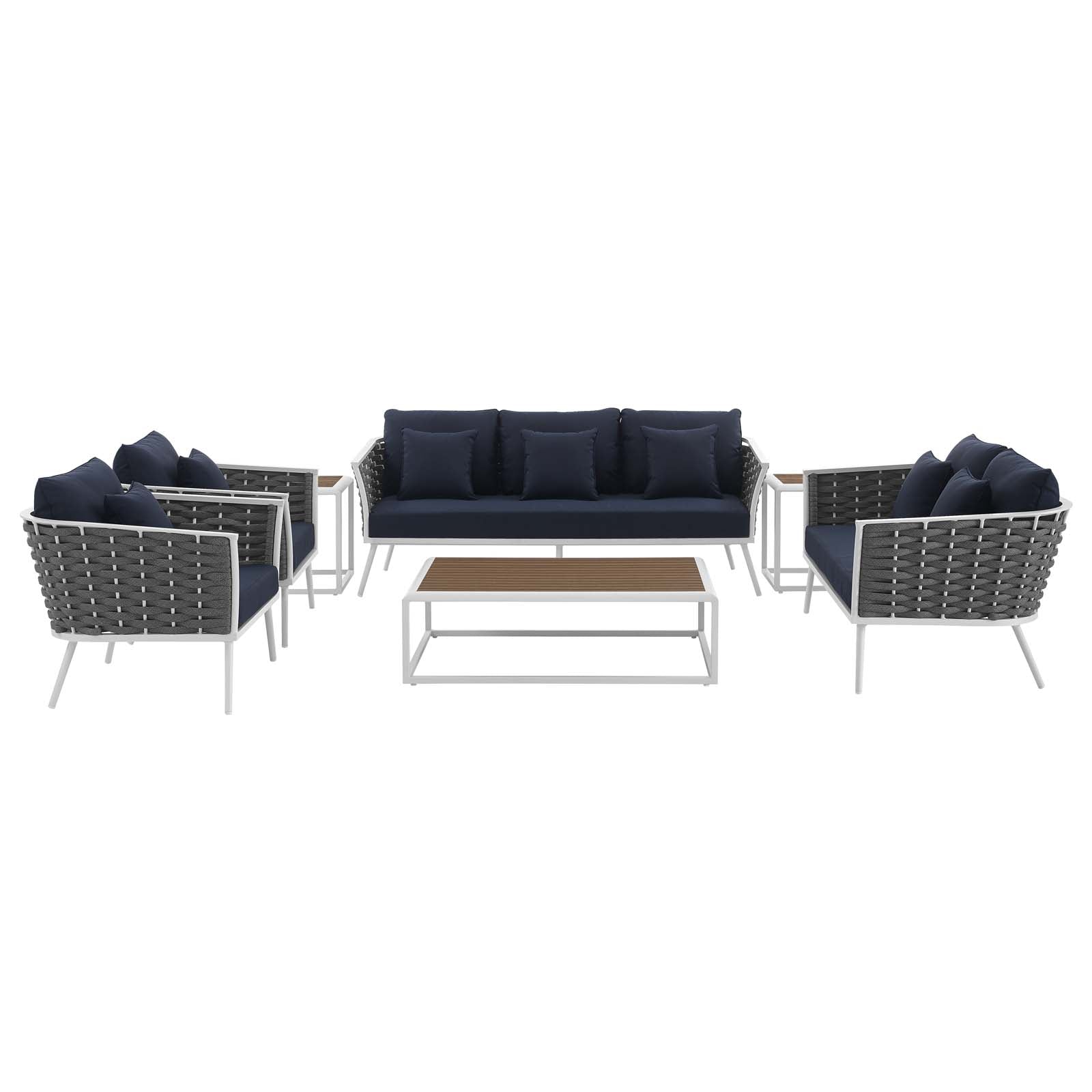 Stance 7 Piece Outdoor Patio Aluminum Sectional Sofa Set by Modway