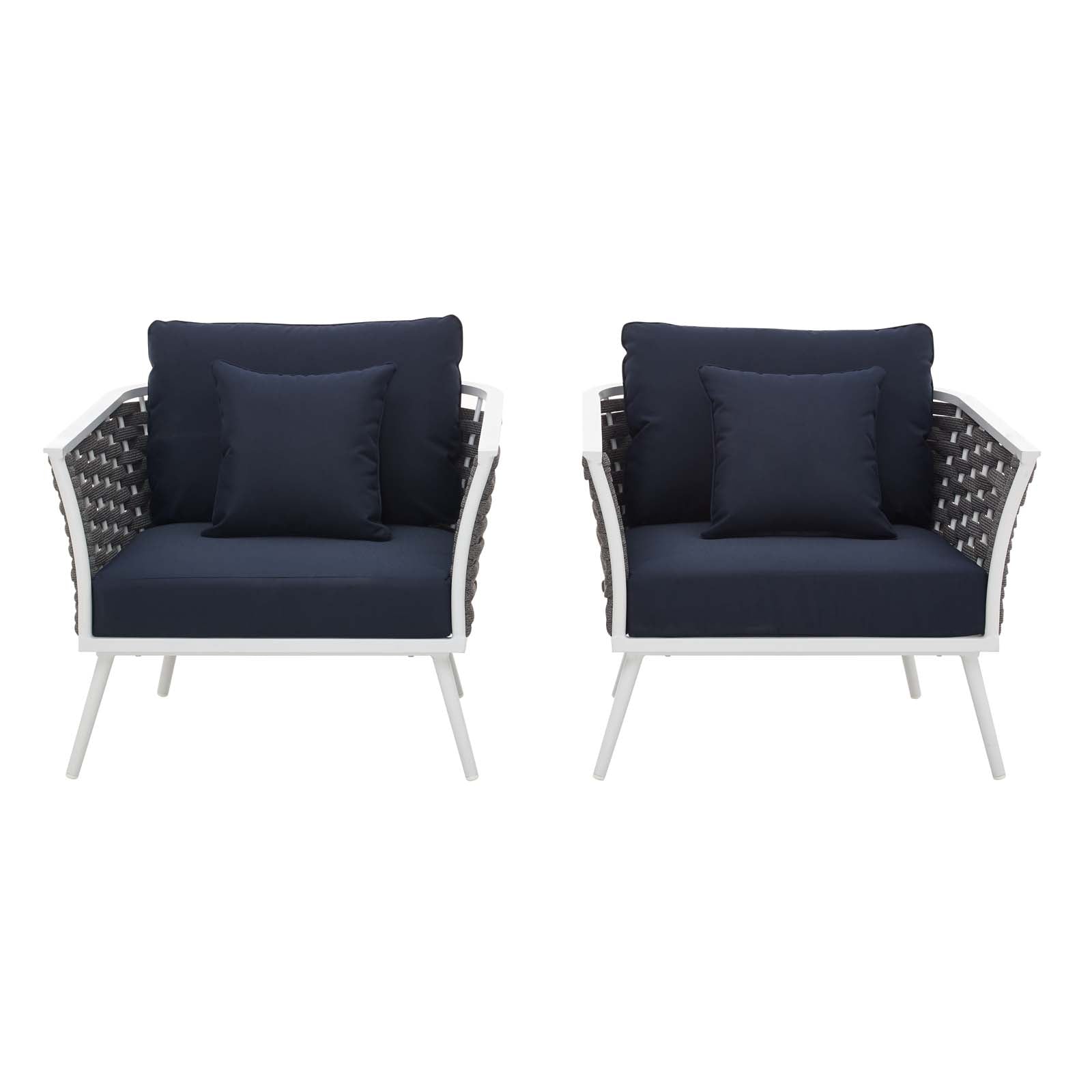 Stance Armchair Outdoor Patio Aluminum Set of 2 by Modway
