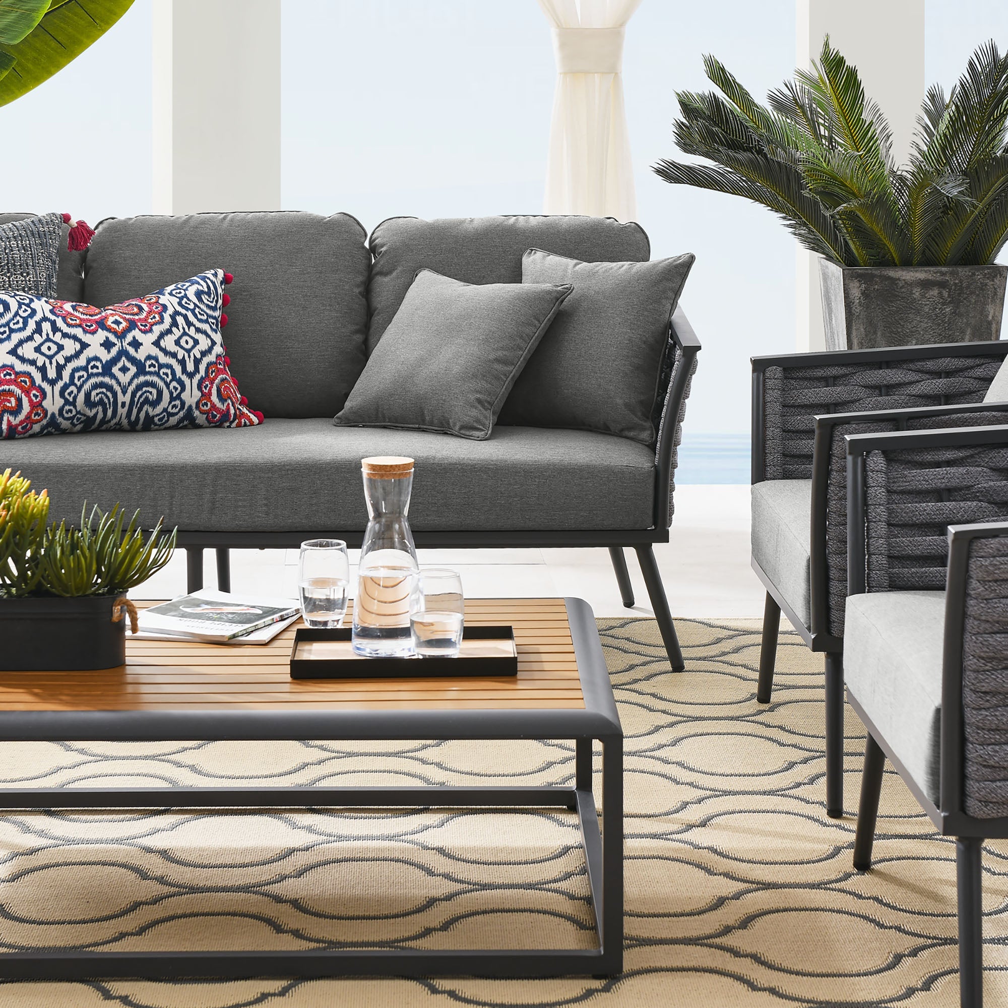 Stance 4 Piece Outdoor Patio Aluminum Sectional Sofa Set by Modway