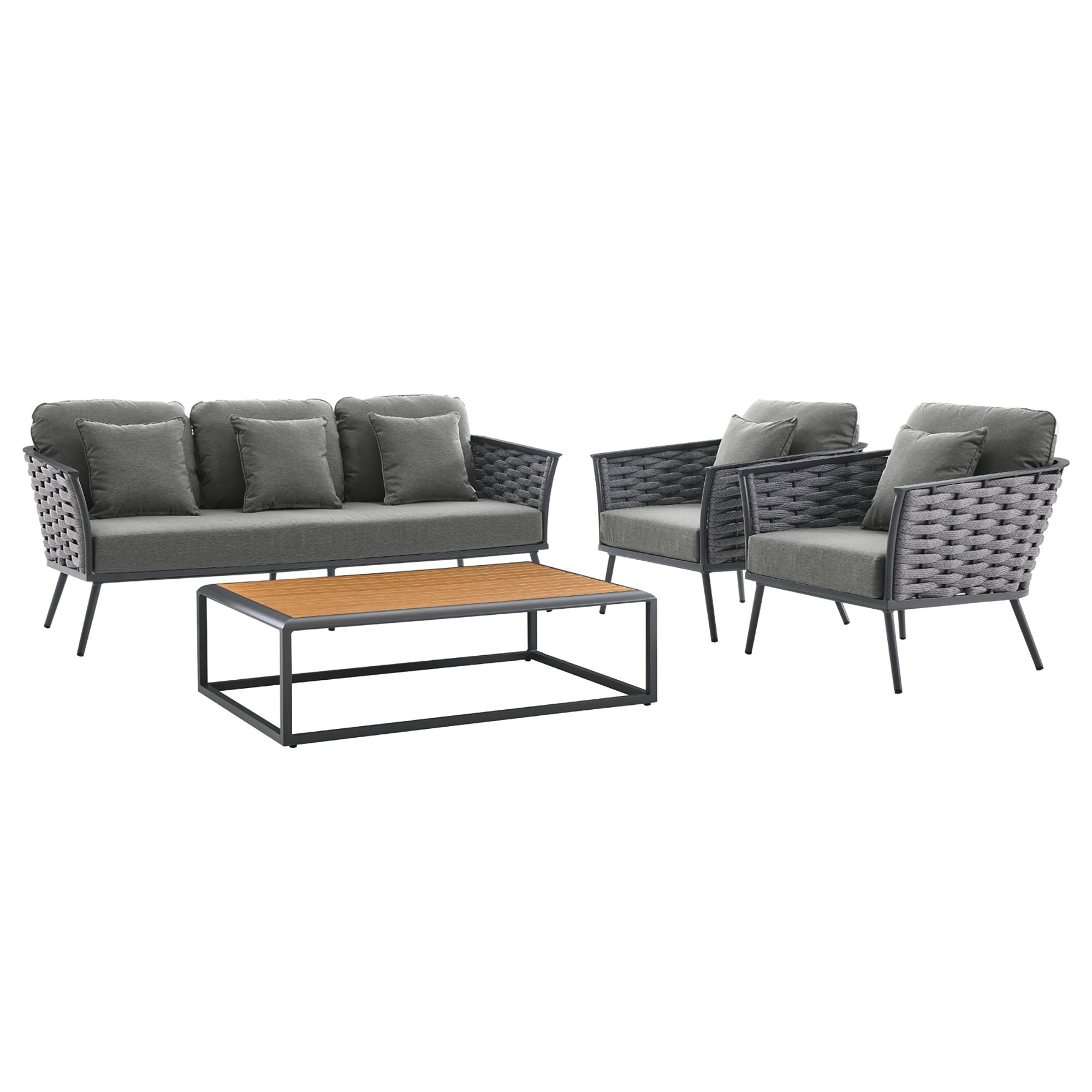 Stance 4 Piece Outdoor Patio Aluminum Sectional Sofa Set by Modway