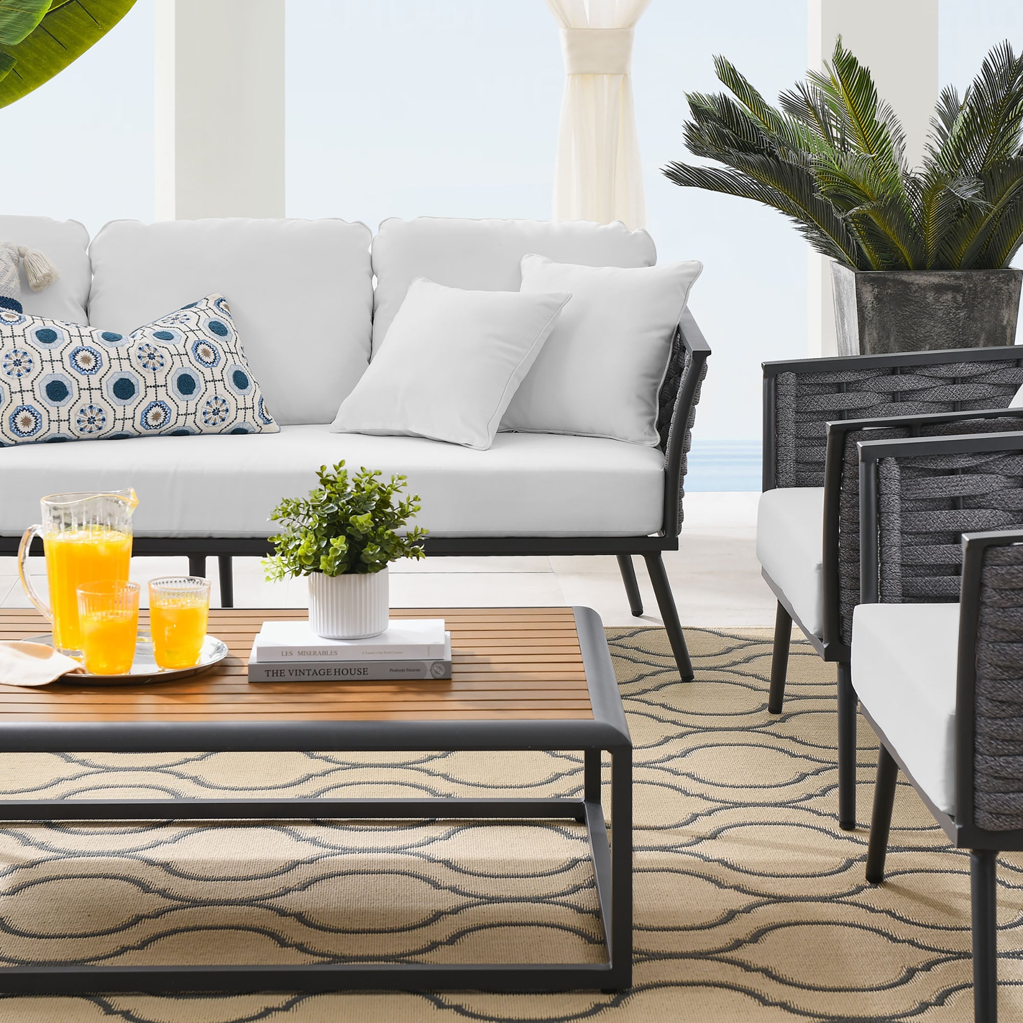 Stance 4 Piece Outdoor Patio Aluminum Sectional Sofa Set by Modway