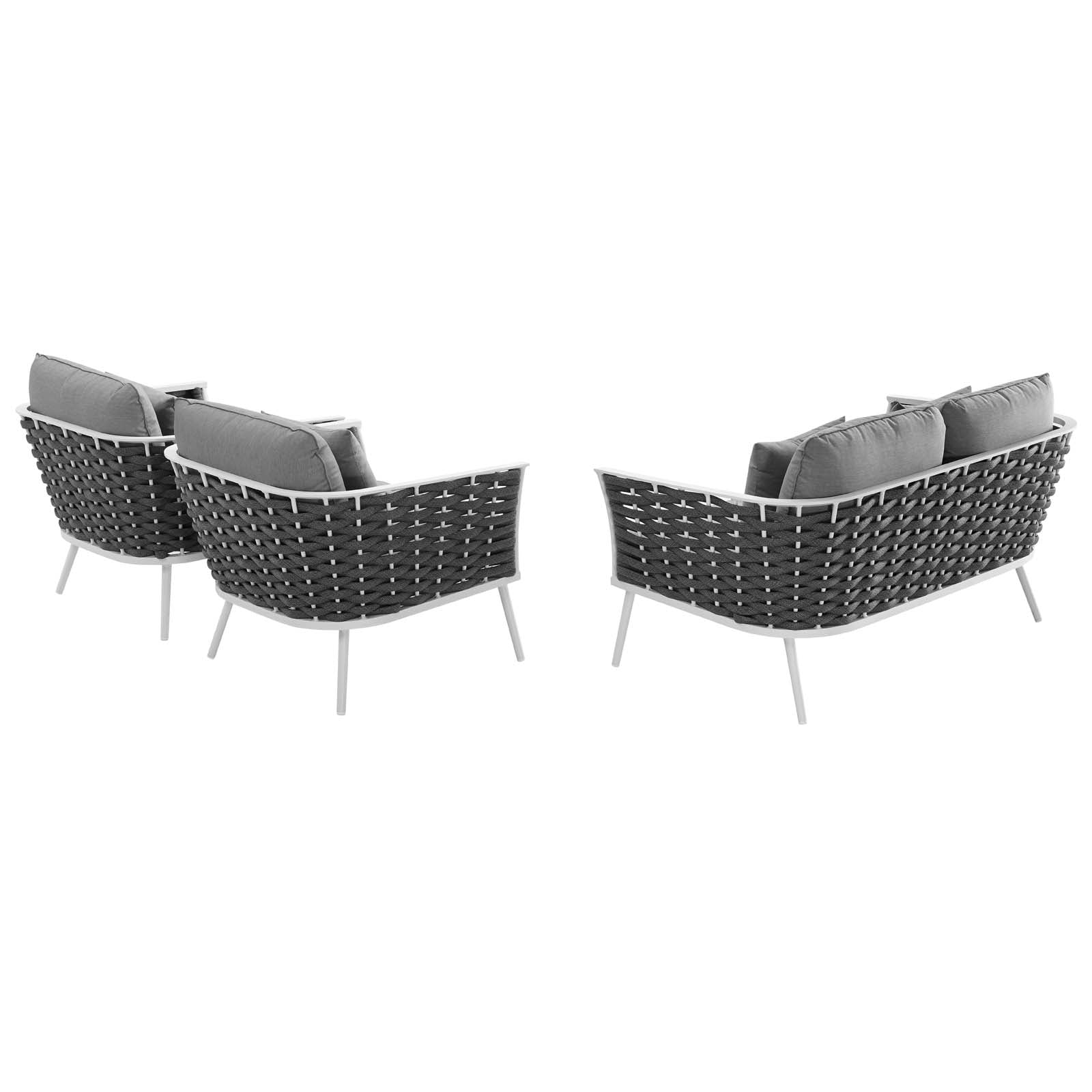 Stance 3 Piece Outdoor Patio Aluminum Sectional Sofa Set by Modway