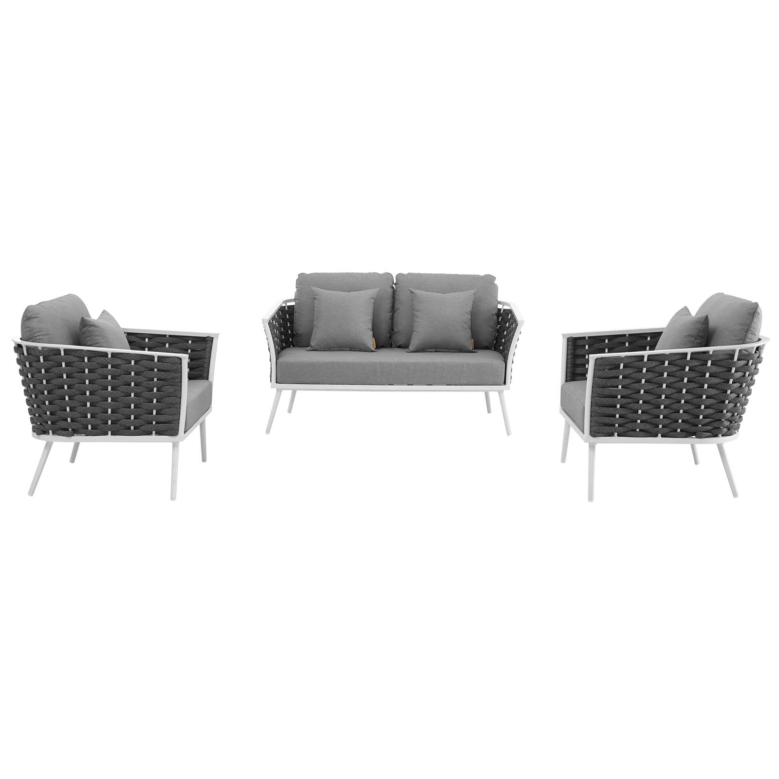 Stance 3 Piece Outdoor Patio Aluminum Sectional Sofa Set by Modway