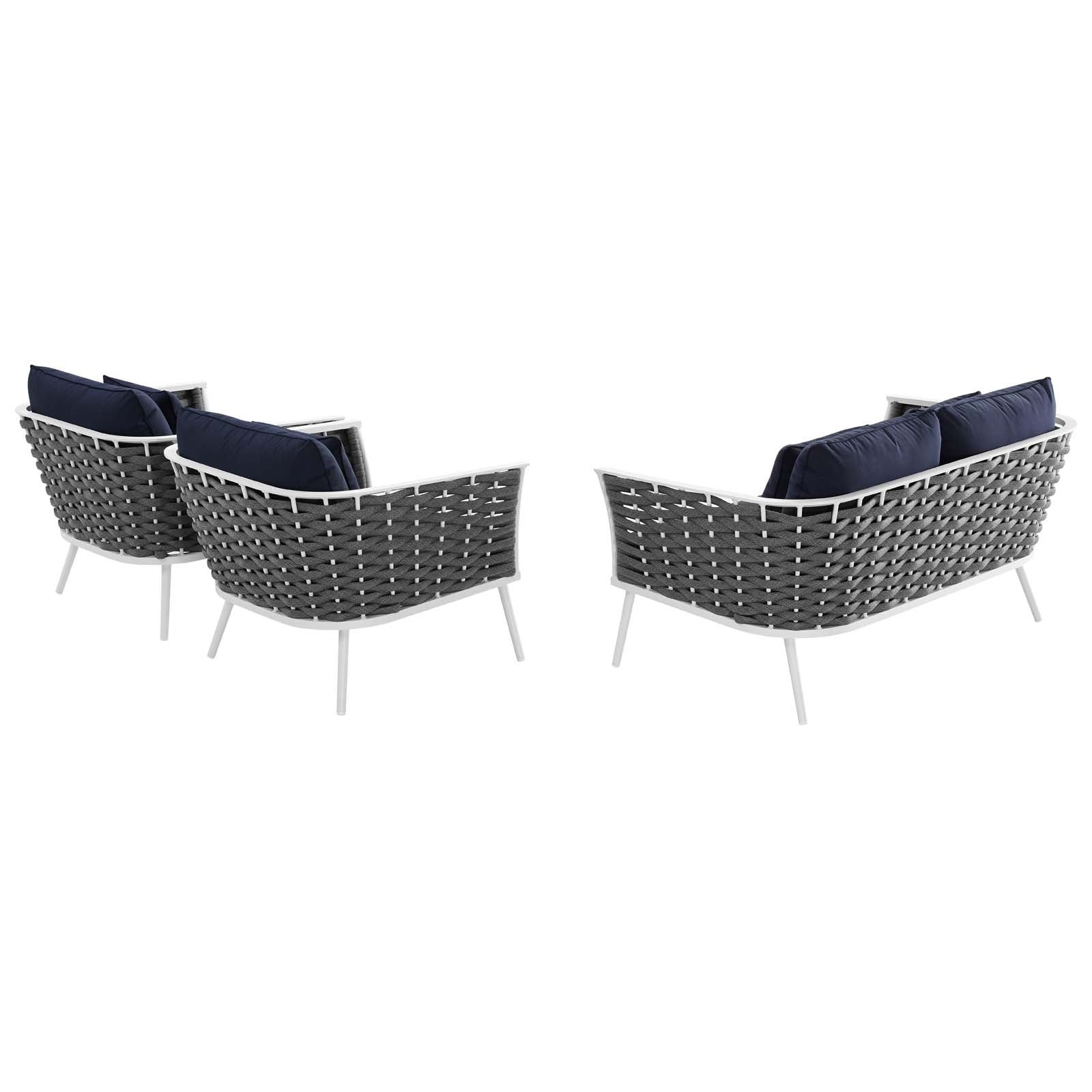 Stance 3 Piece Outdoor Patio Aluminum Sectional Sofa Set by Modway