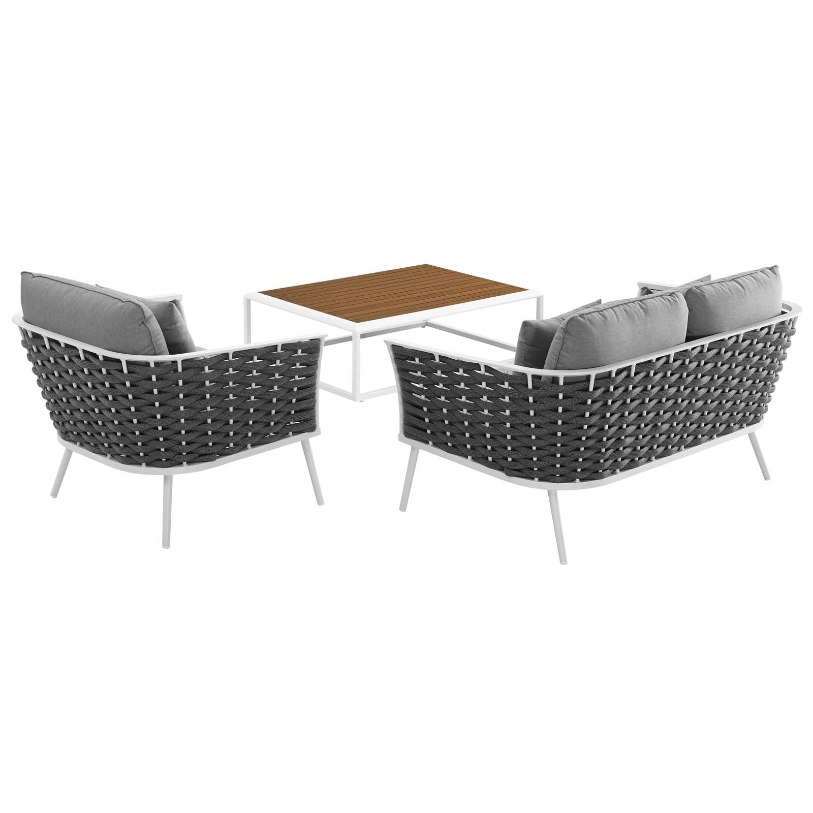 Stance 3 Piece Outdoor Patio Aluminum Sectional Sofa Set by Modway