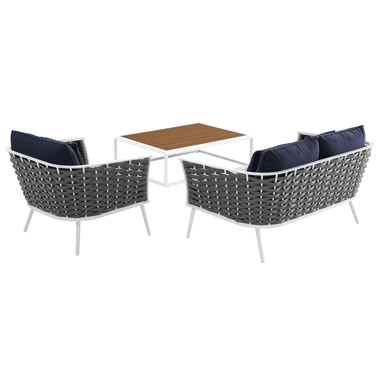 Stance 3 Piece Outdoor Patio Aluminum Sectional Sofa Set by Modway