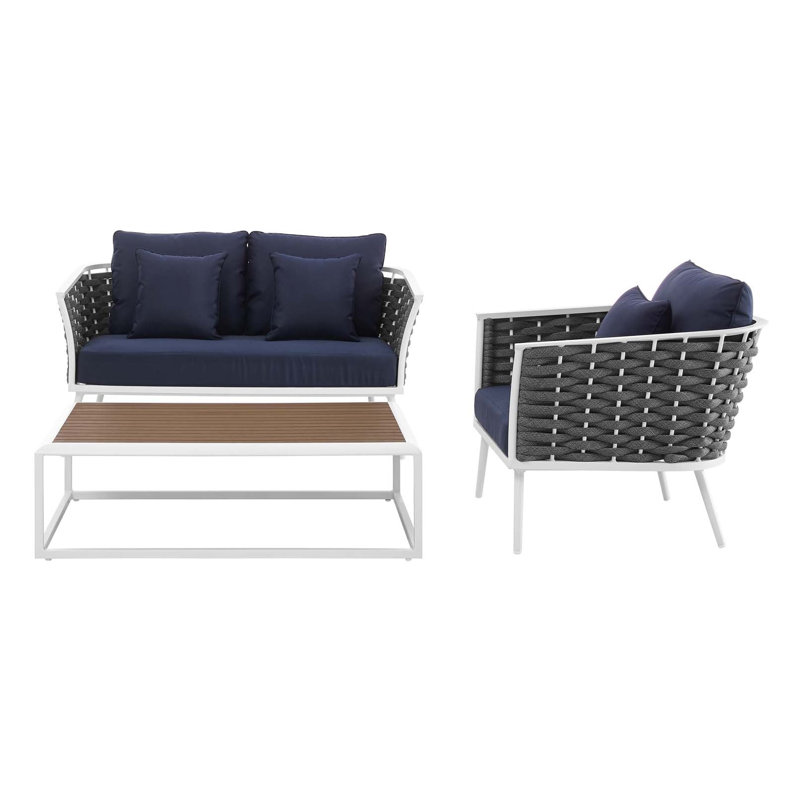 Stance 3 Piece Outdoor Patio Aluminum Sectional Sofa Set by Modway