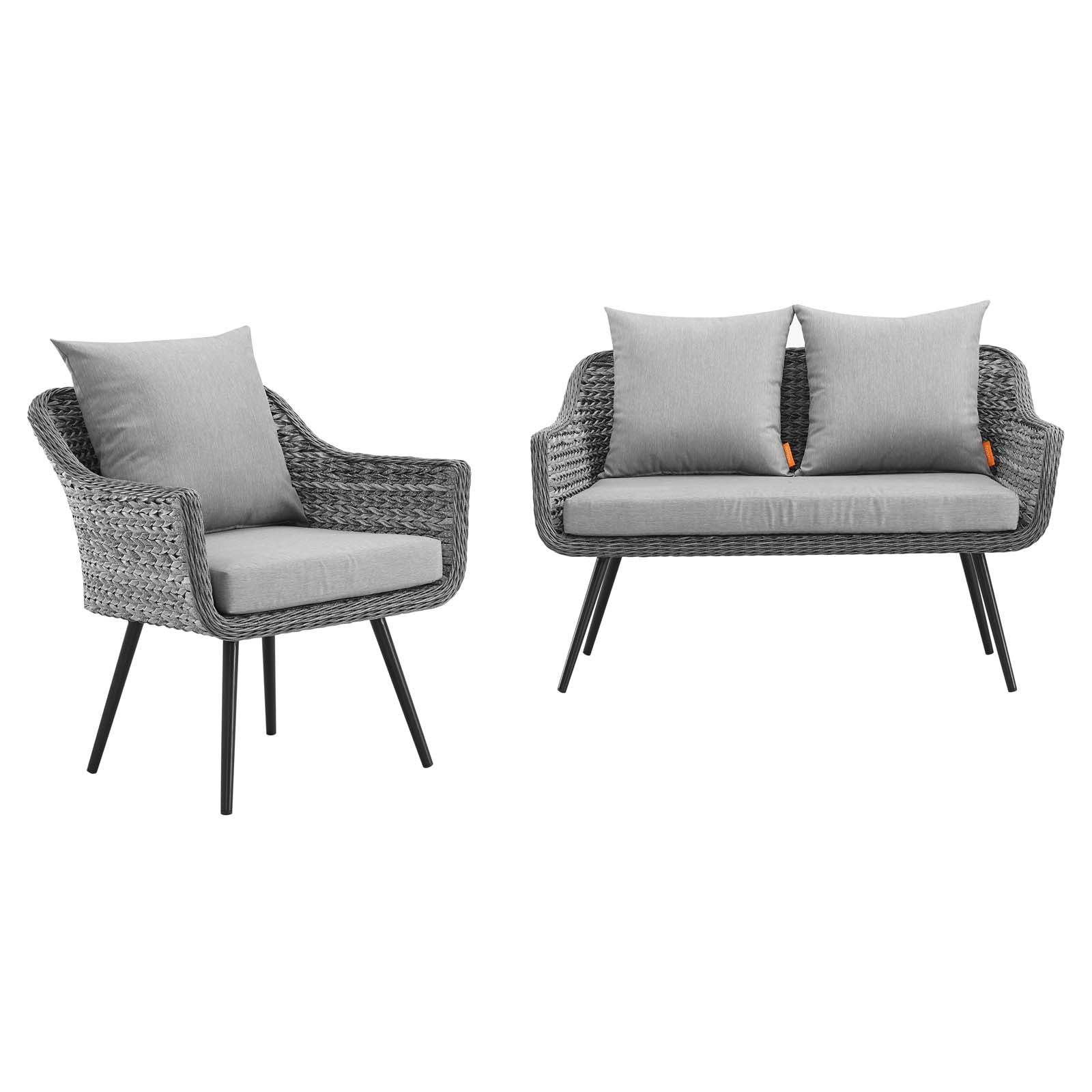 Endeavor 2 Piece Outdoor Patio Wicker Rattan Loveseat and Armchair Set by Modway