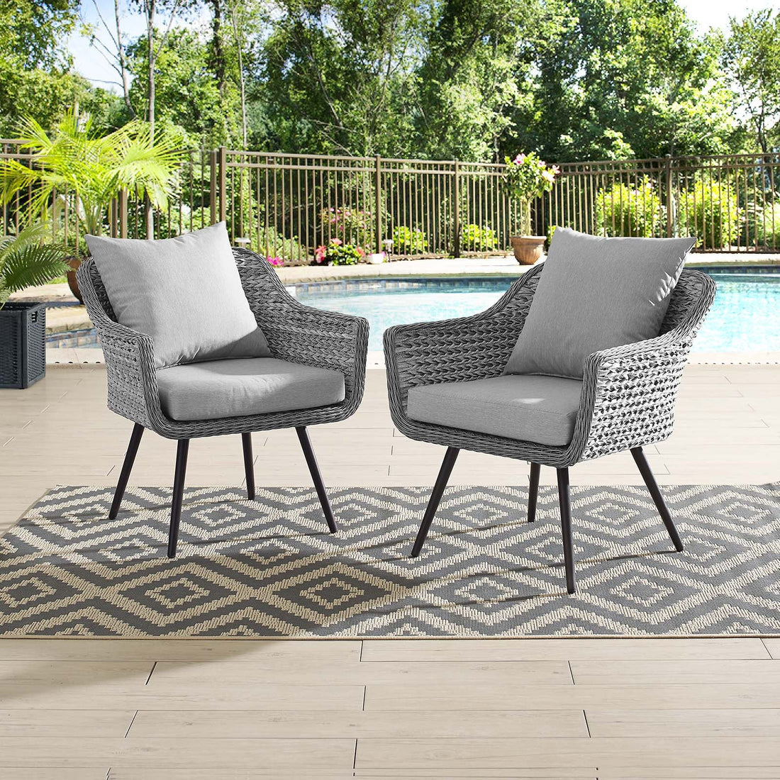 Endeavor Armchair Outdoor Patio Wicker Rattan Set of 2 by Modway