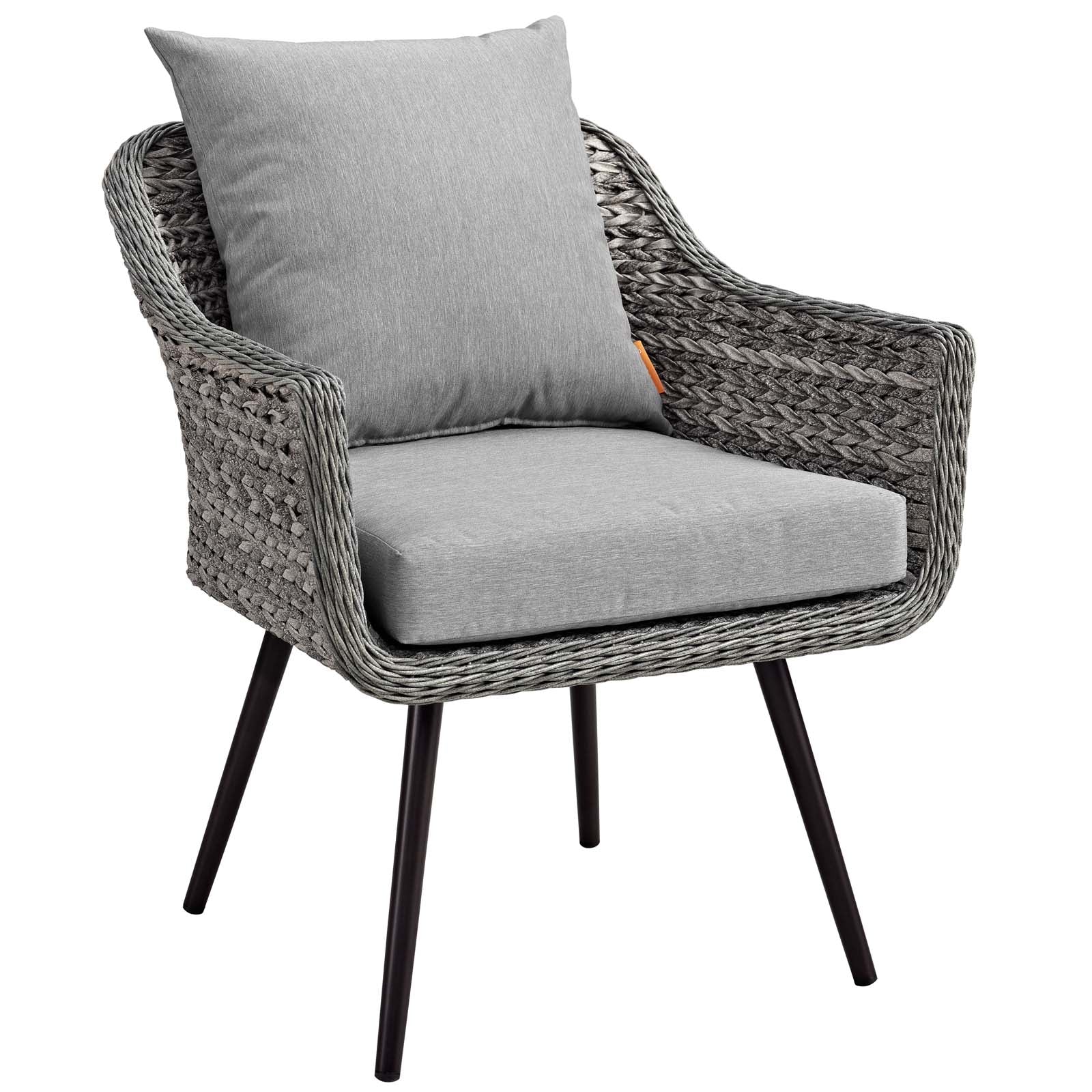 Endeavor 4 Piece Outdoor Patio Wicker Rattan Loveseat Armchair and Coffee Table Set by Modway