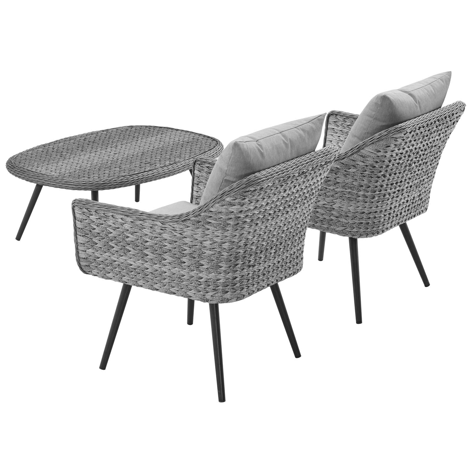 Endeavor 3 Piece Outdoor Patio Wicker Rattan Armchair and Coffee Table Set by Modway