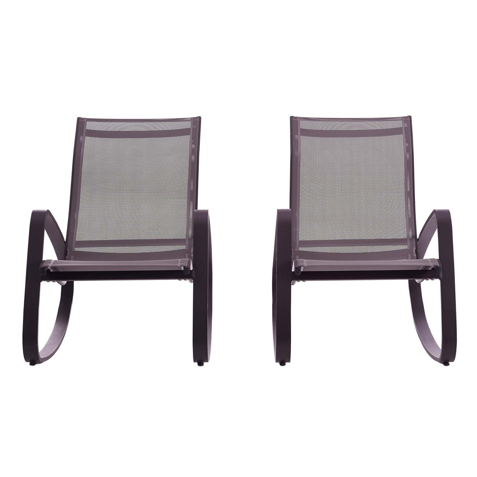 Traveler Rocking Lounge Chair Outdoor Patio Mesh Sling Set of 2 by Modway