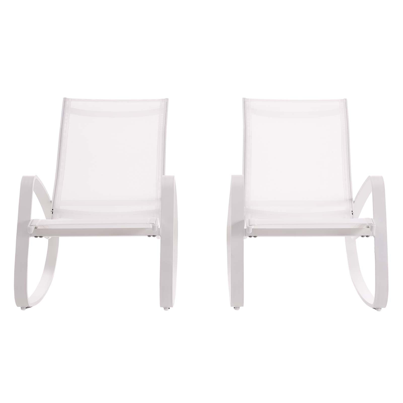 Traveler Rocking Lounge Chair Outdoor Patio Mesh Sling Set of 2 by Modway