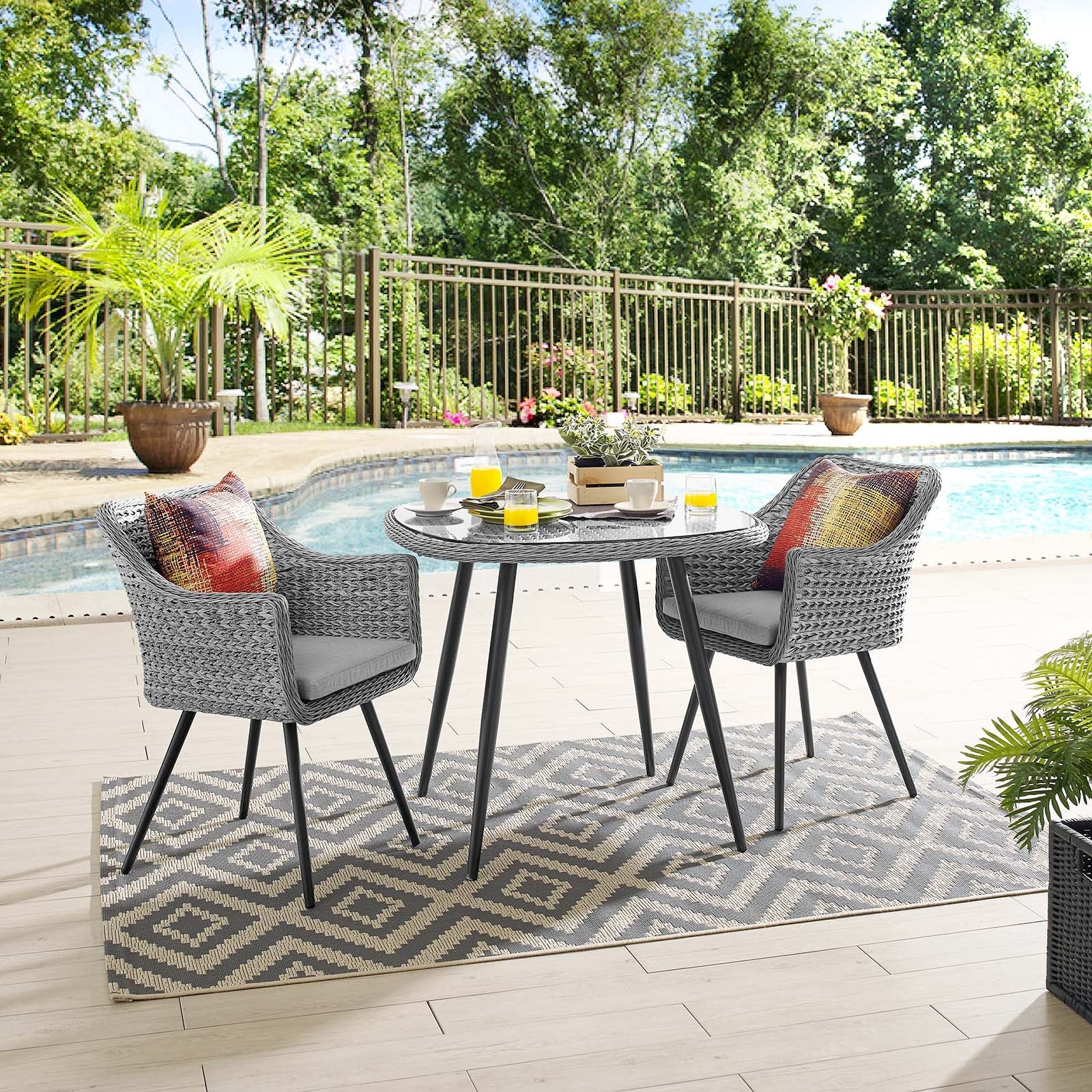 Endeavor 3 Piece Outdoor Patio Wicker Rattan Dining Set by Modway