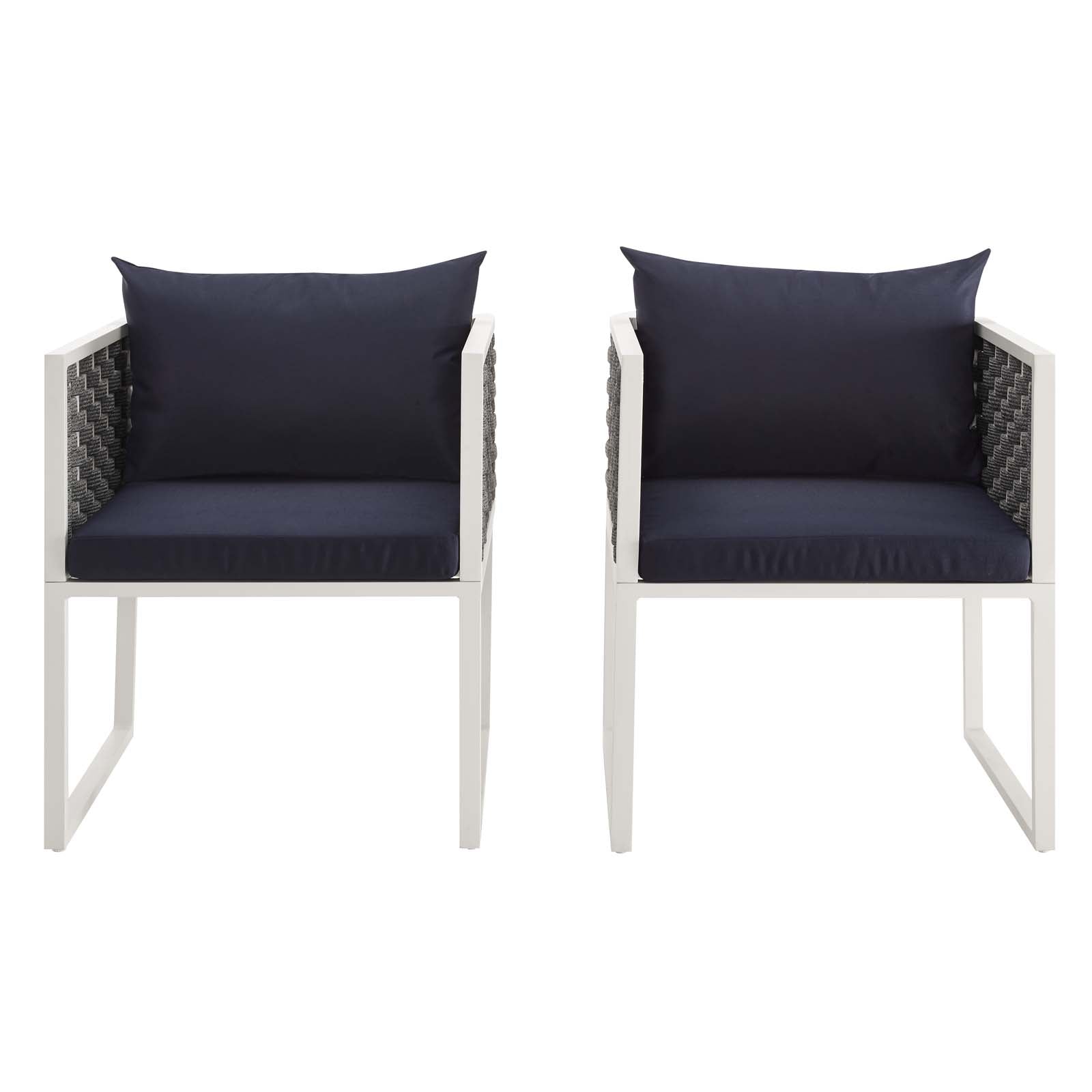 Stance Dining Armchair Outdoor Patio Aluminum Set of 2 by Modway