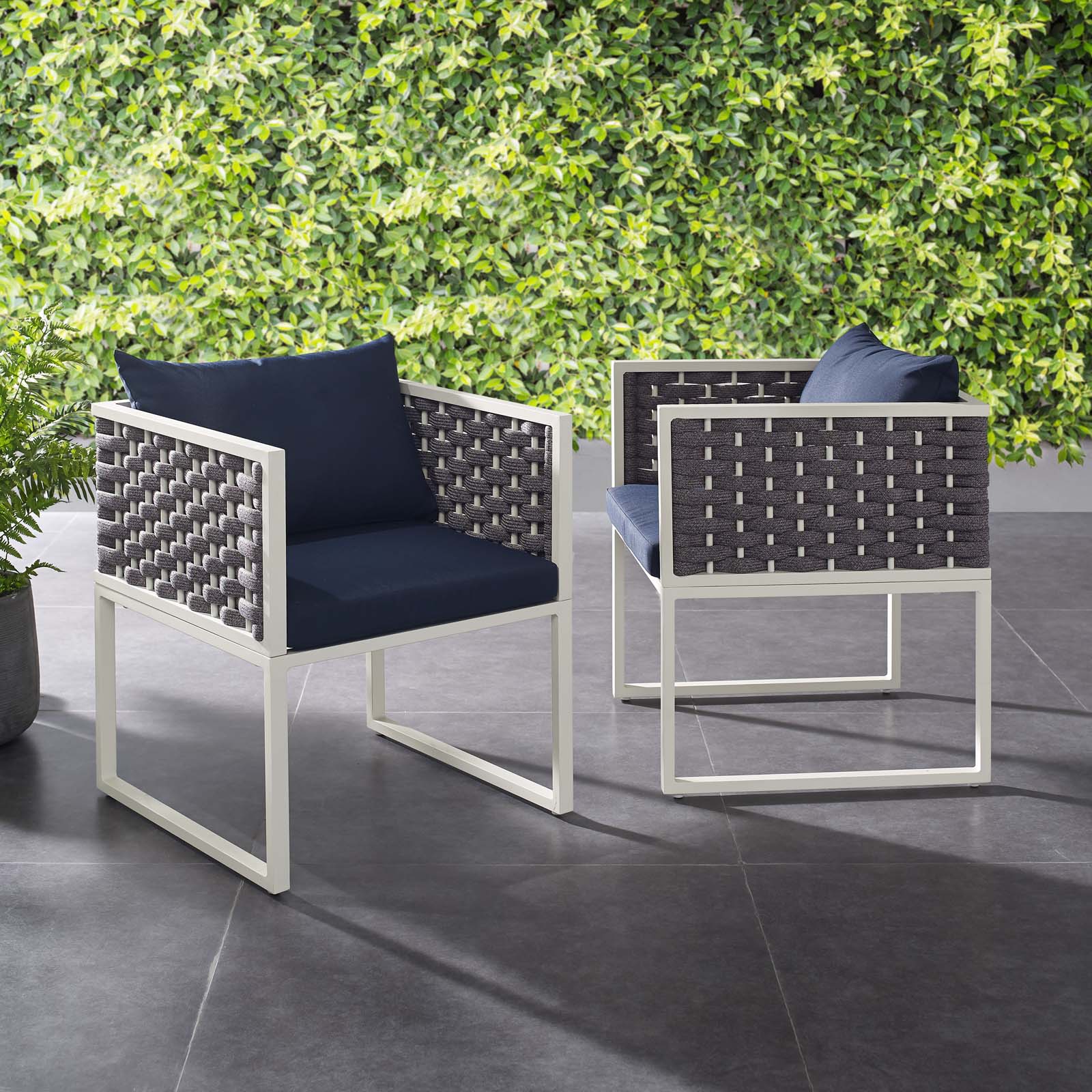 Stance Dining Armchair Outdoor Patio Aluminum Set of 2 by Modway