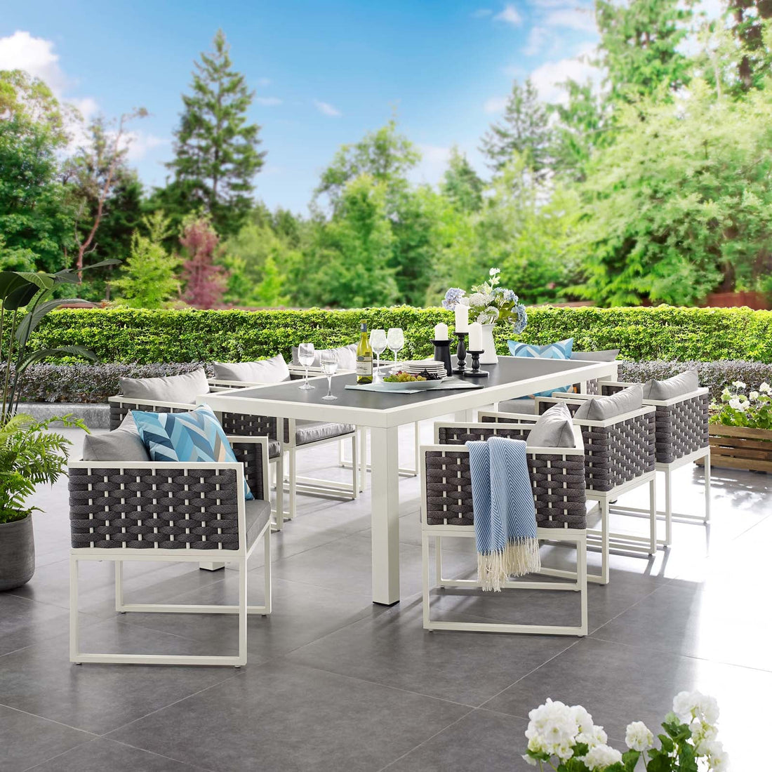 Stance 9 Piece Outdoor Patio Aluminum Dining Set by Modway