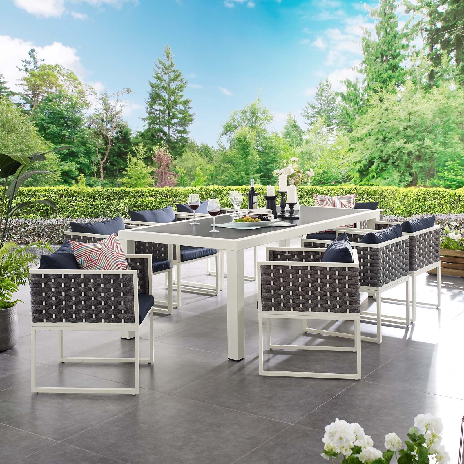 Stance 9 Piece Outdoor Patio Aluminum Dining Set by Modway
