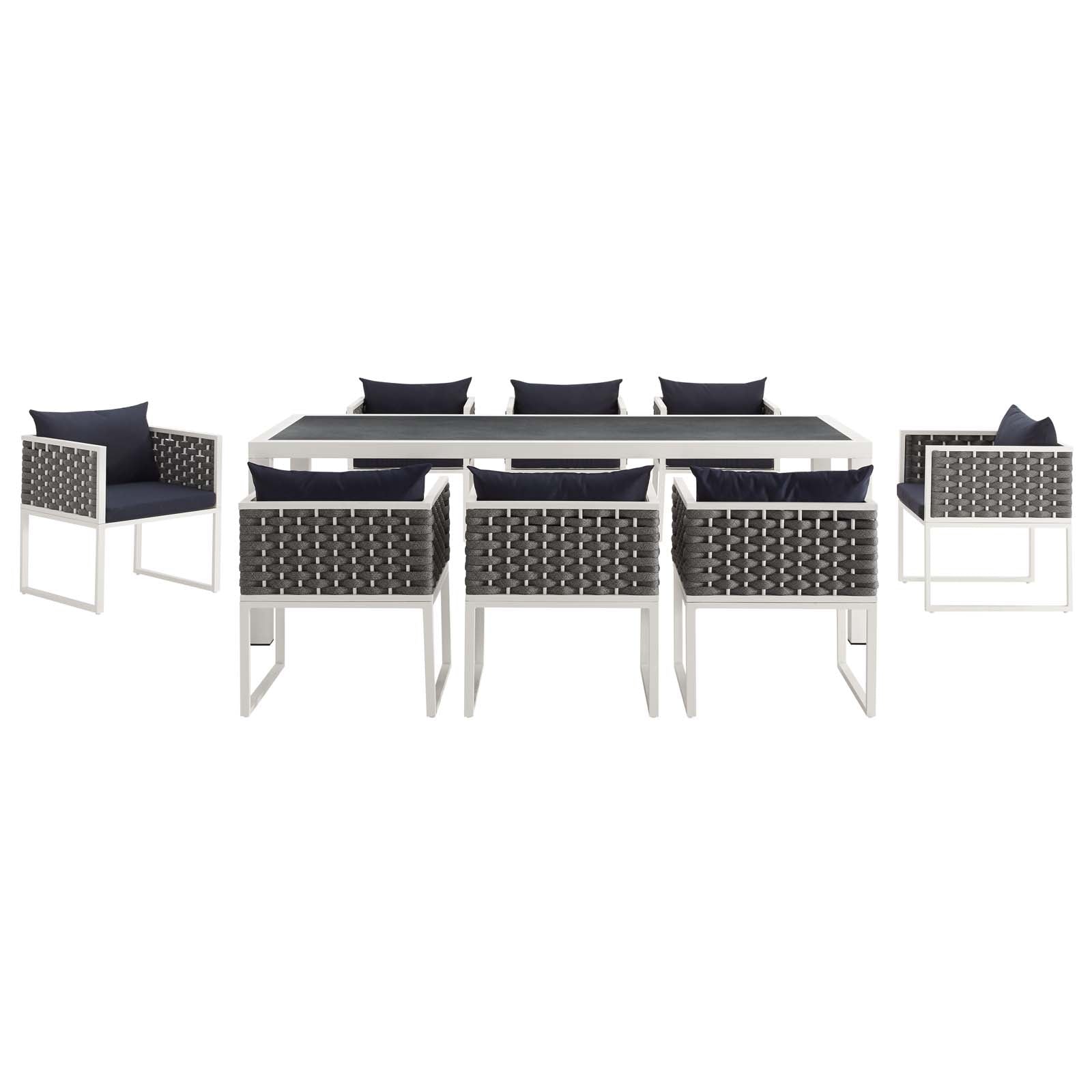 Stance 9 Piece Outdoor Patio Aluminum Dining Set by Modway