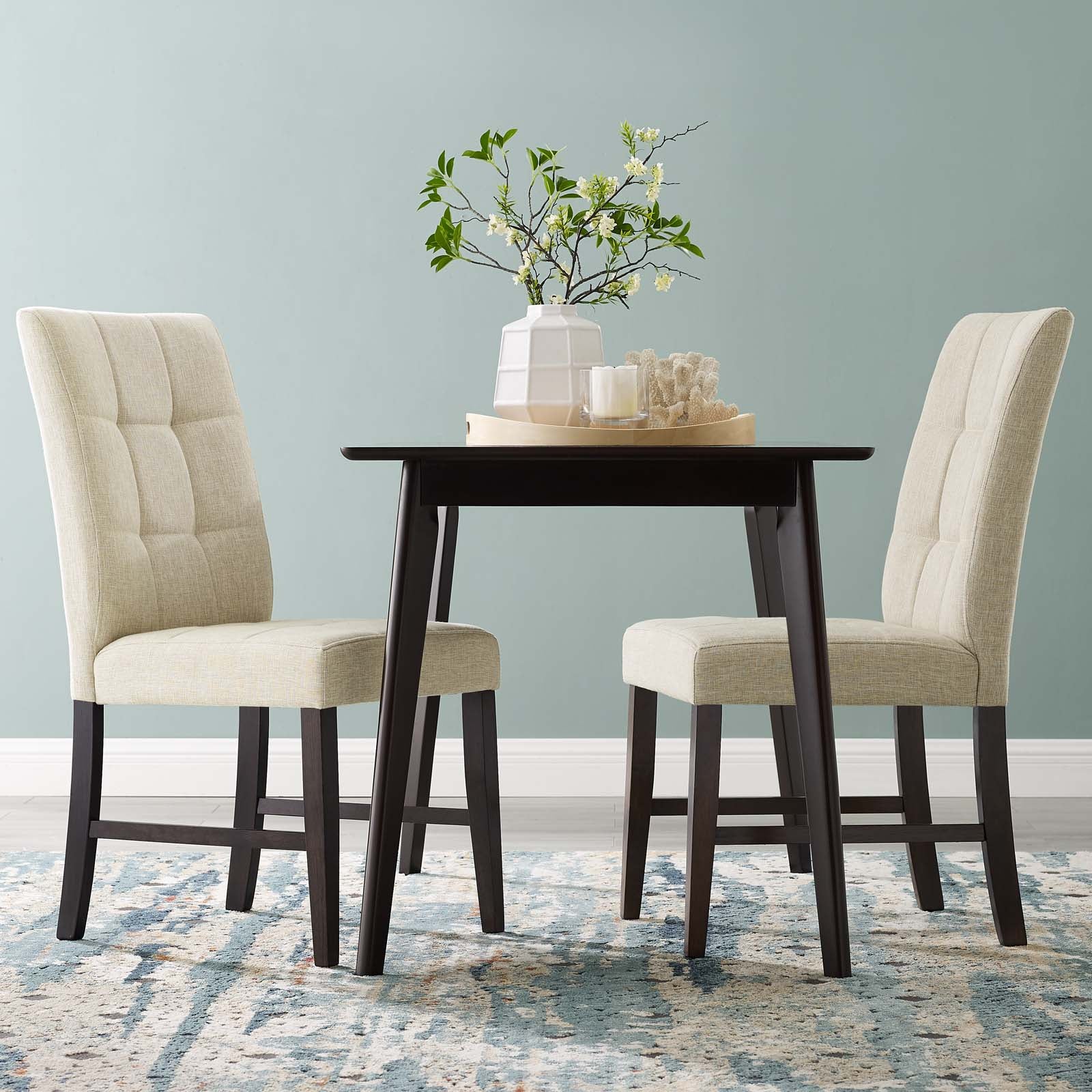 Promulgate Biscuit Tufted Upholstered Fabric Dining Chair Set of 2 by Modway