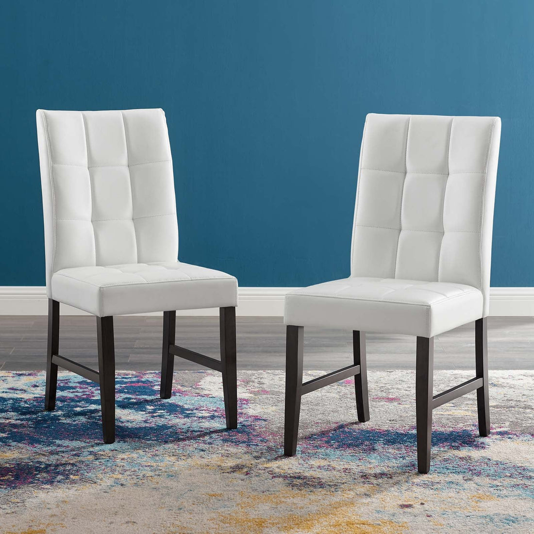 Promulgate Biscuit Tufted Upholstered Faux Leather Dining Side Chair Set of 2 by Modway