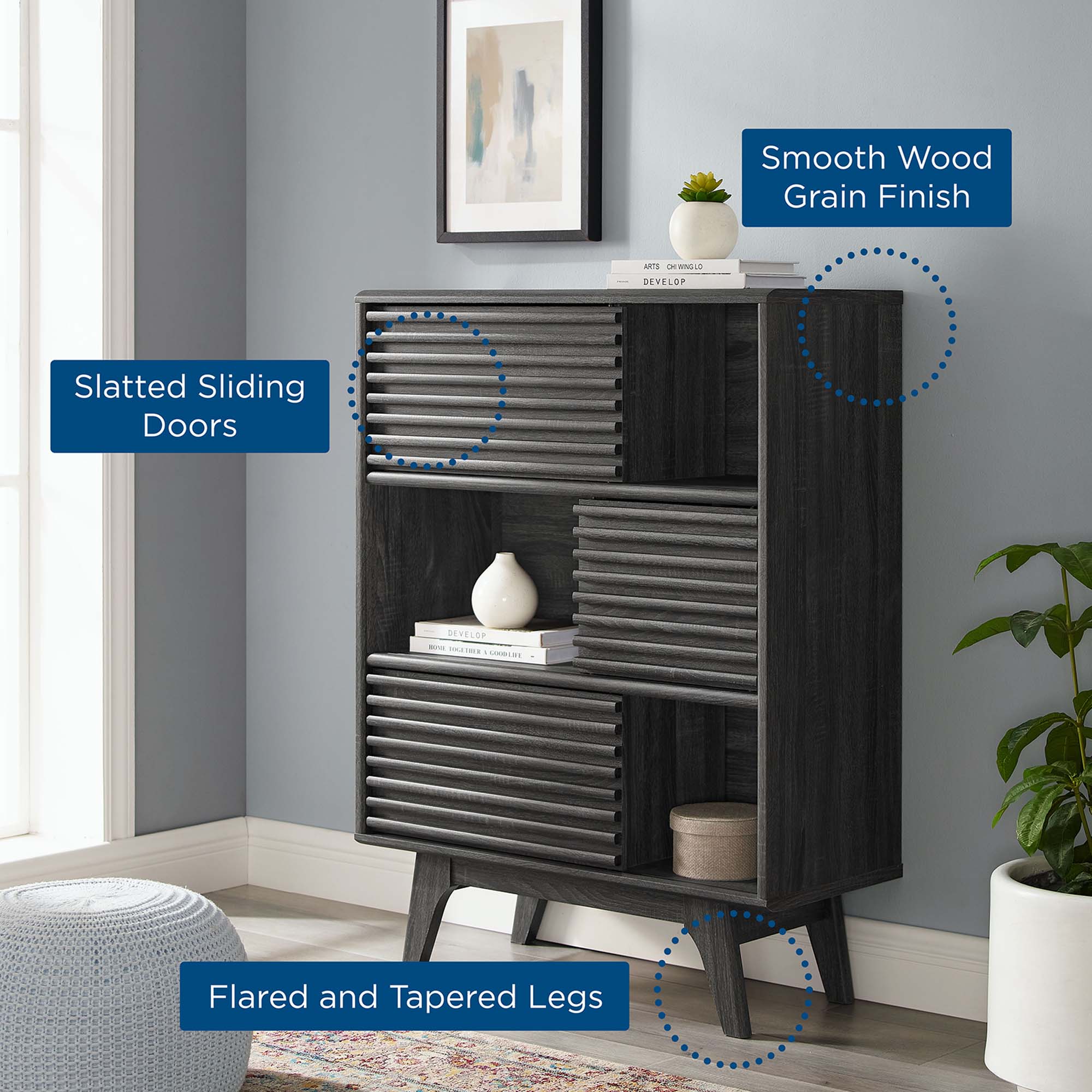 Render Three-Tier Display Storage Cabinet Stand by Modway