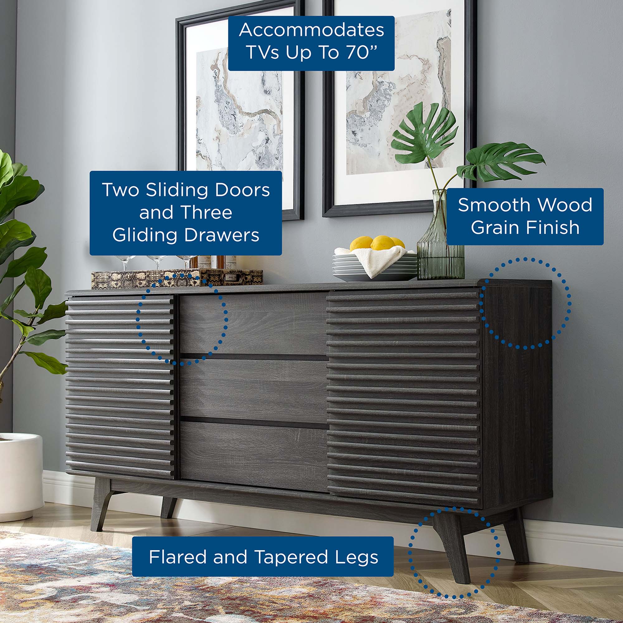 Render 63" Sideboard Buffet Table or TV Stand by Modway