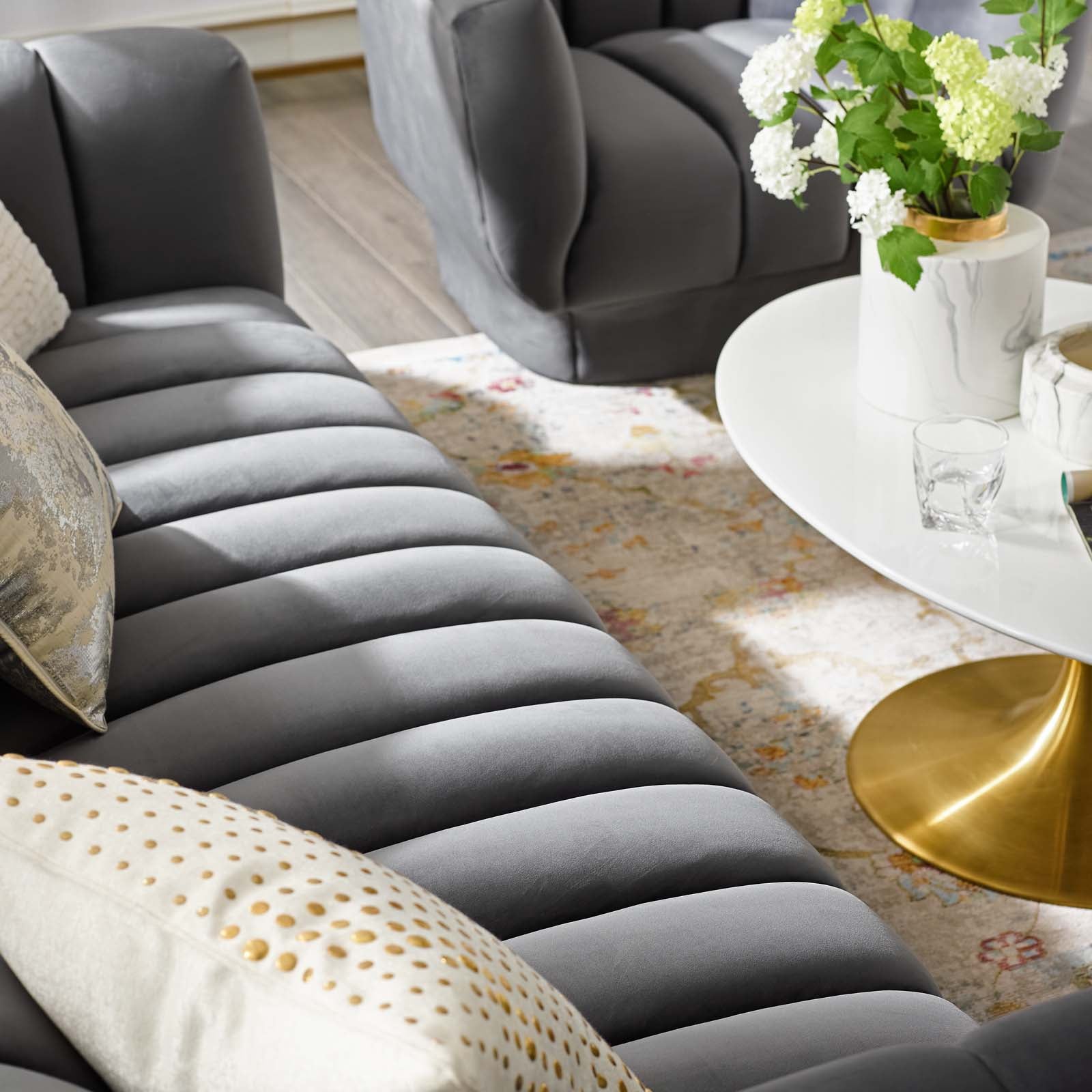 Entertain Vertical Channel Tufted Performance Velvet Sofa by Modway
