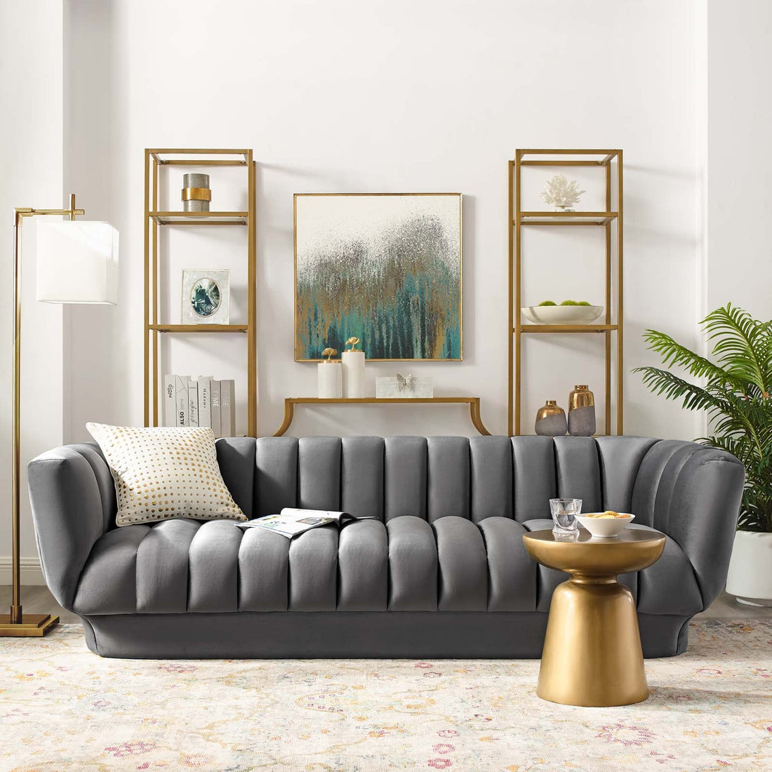 Entertain Vertical Channel Tufted Performance Velvet Sofa by Modway