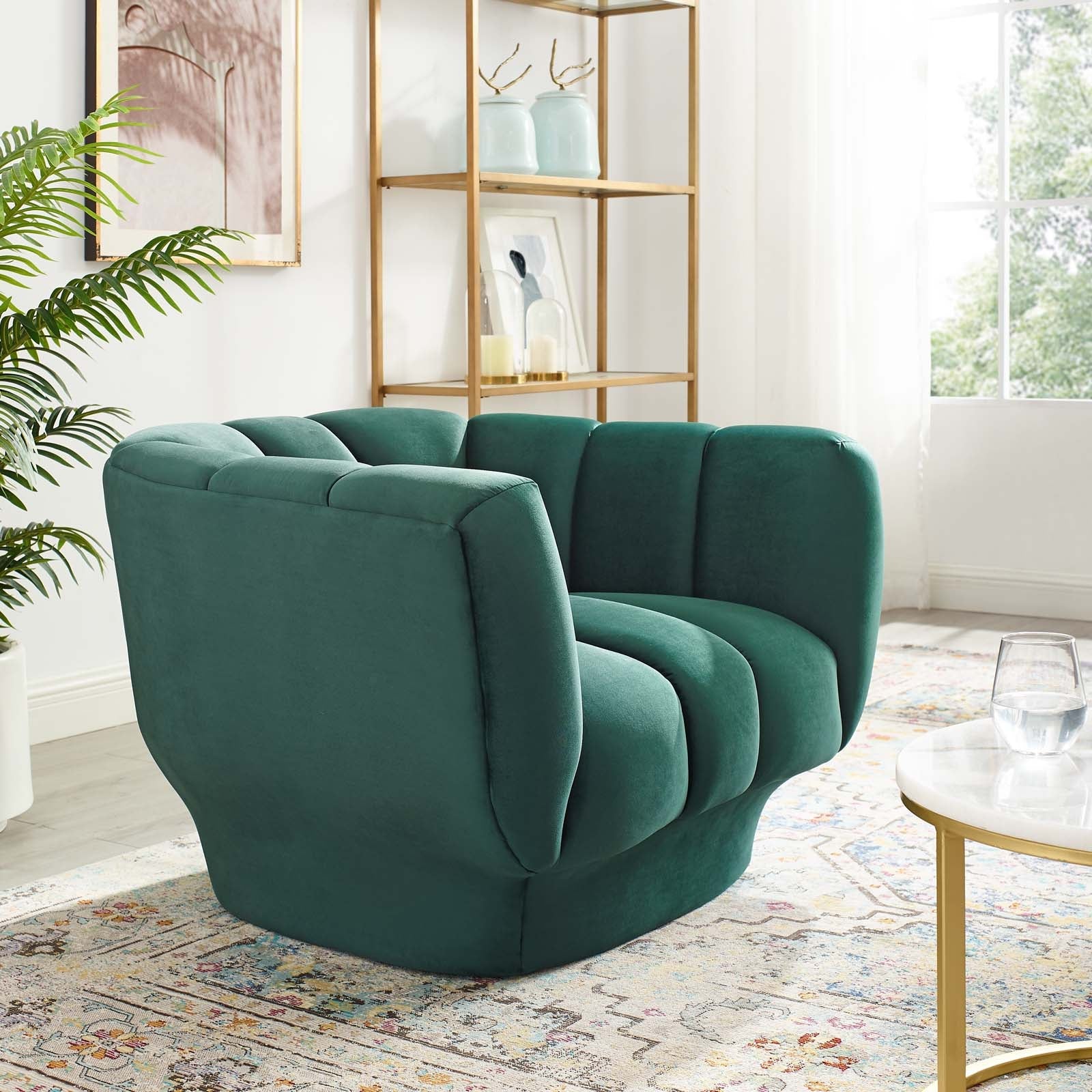 Entertain Vertical Channel Tufted Performance Velvet Armchair by Modway