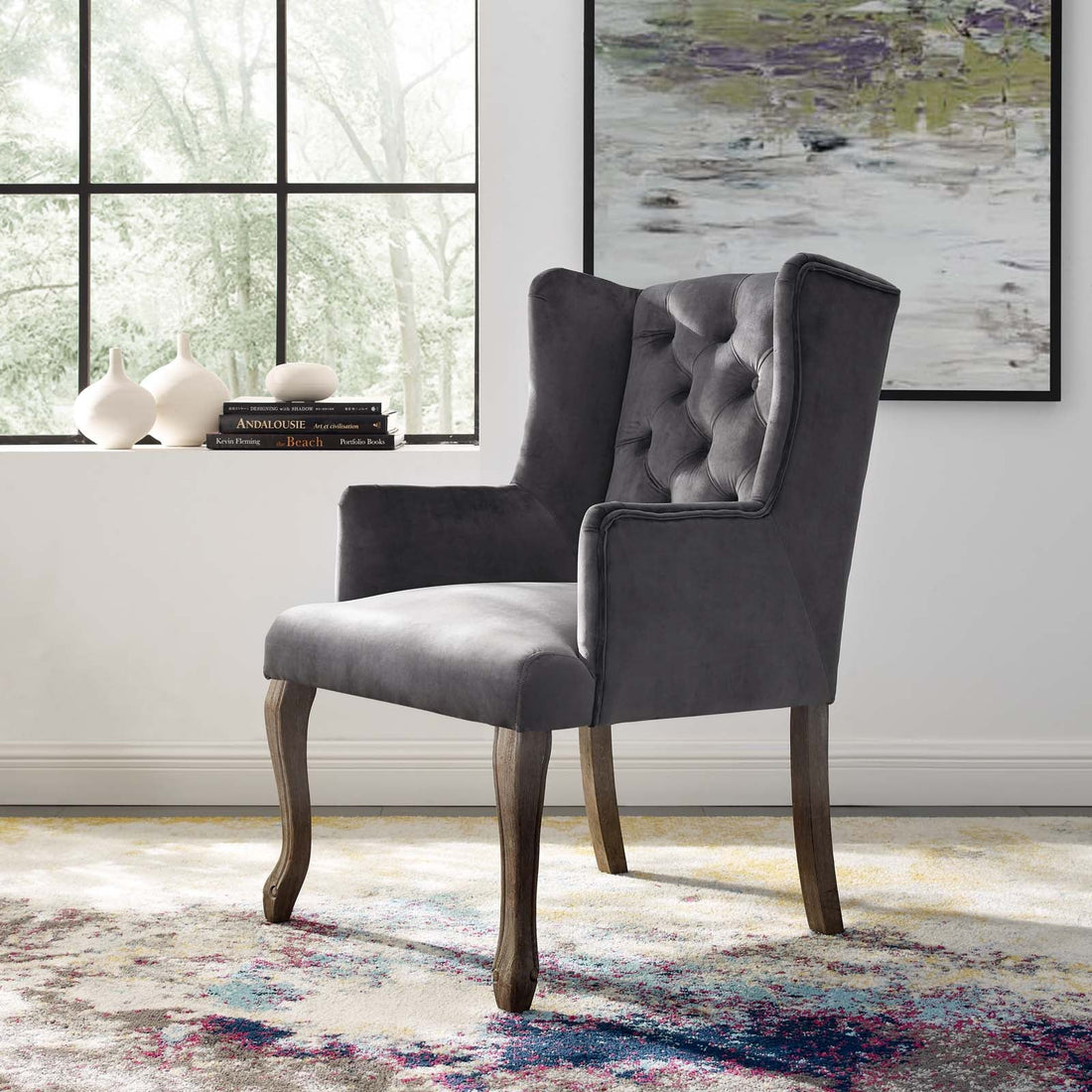 Realm French Vintage Dining Performance Velvet Armchair by Modway