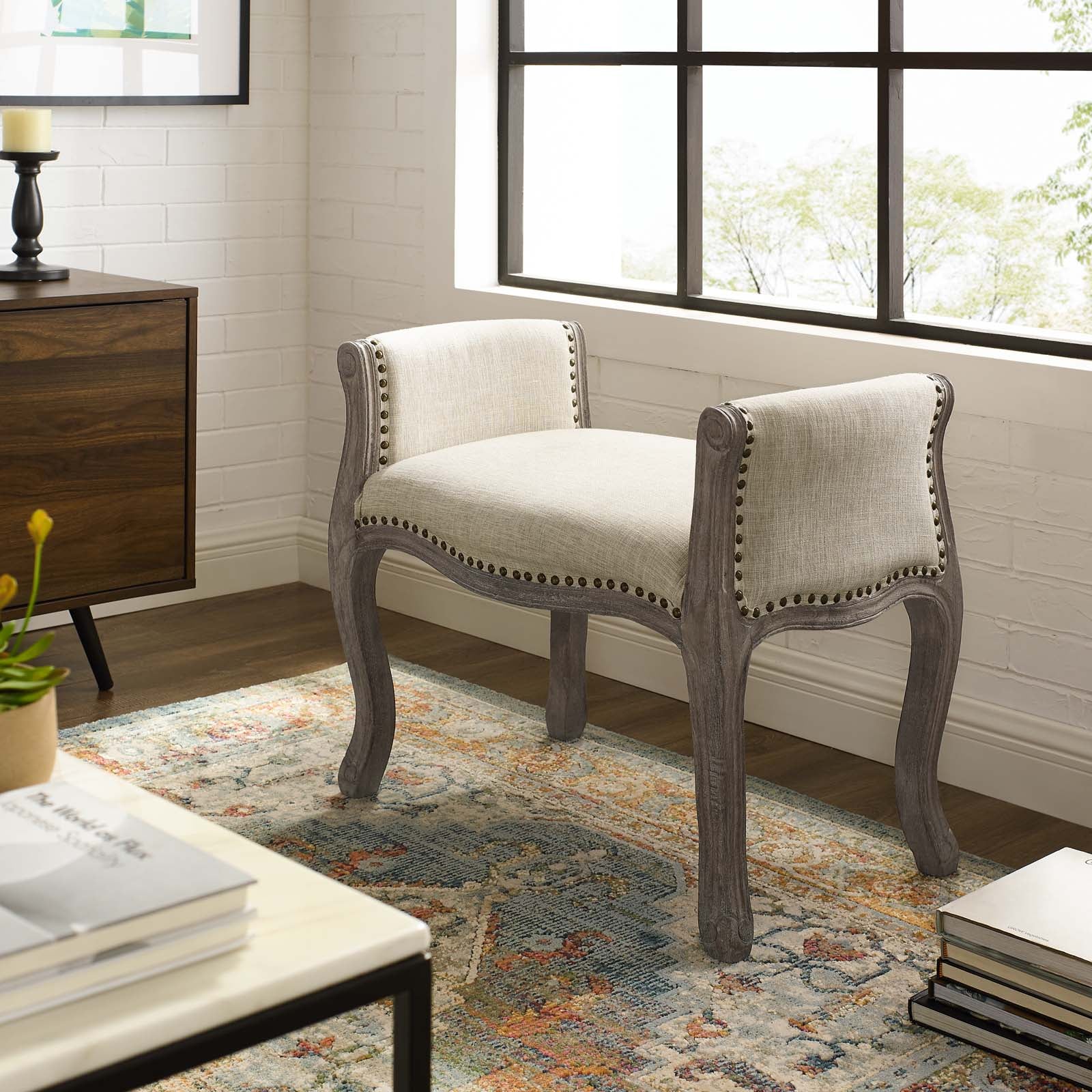 Avail Vintage French Upholstered Fabric Bench by Modway
