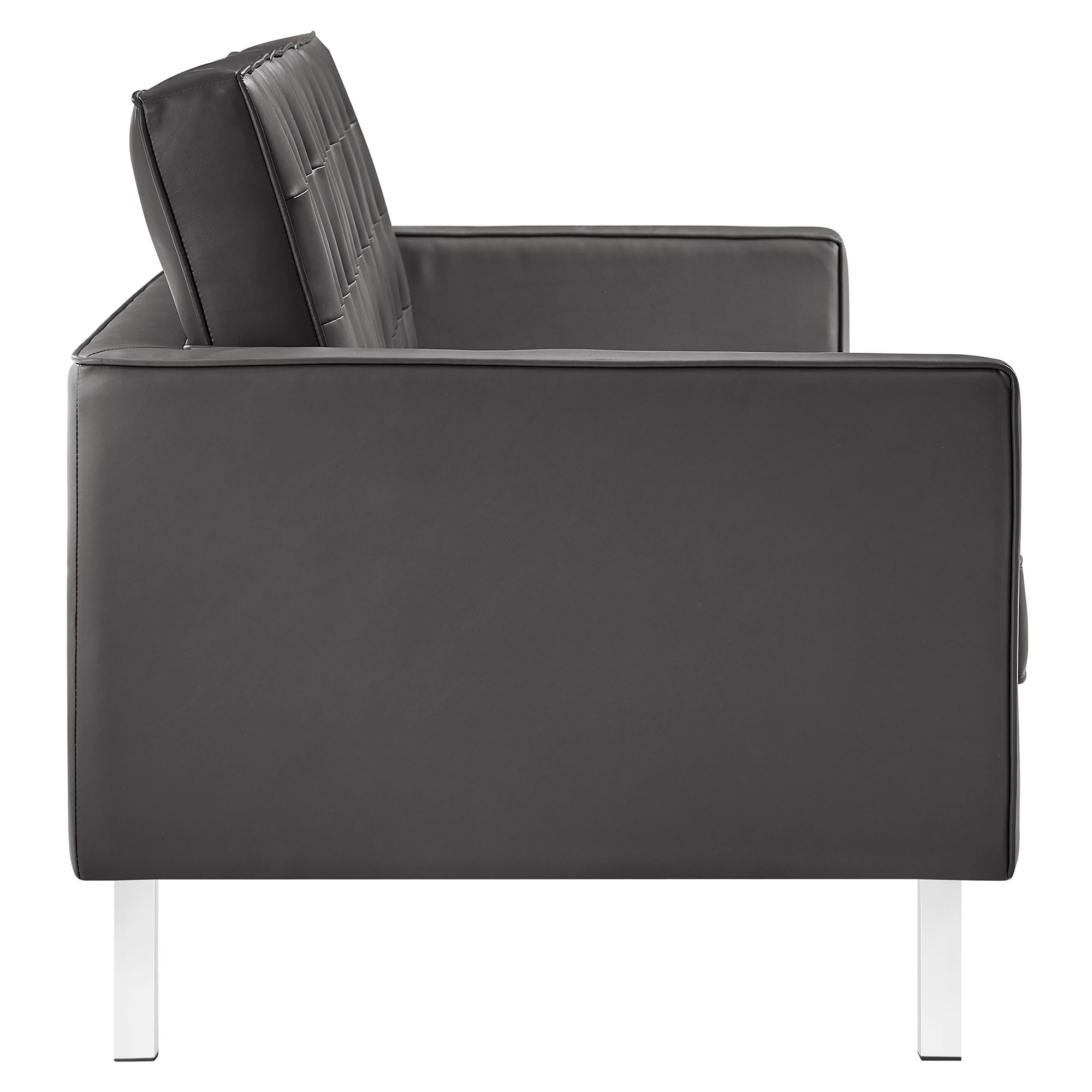 Loft Tufted Vegan Leather Sofa and Ottoman Set