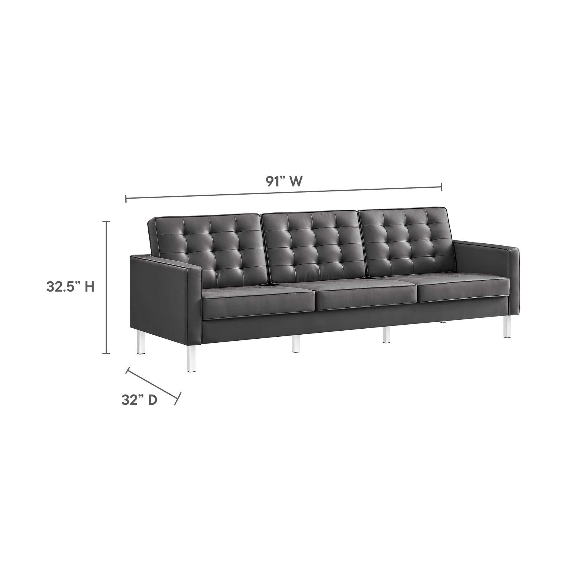 Loft Tufted Vegan Leather 3-Piece Furniture Set by Modway