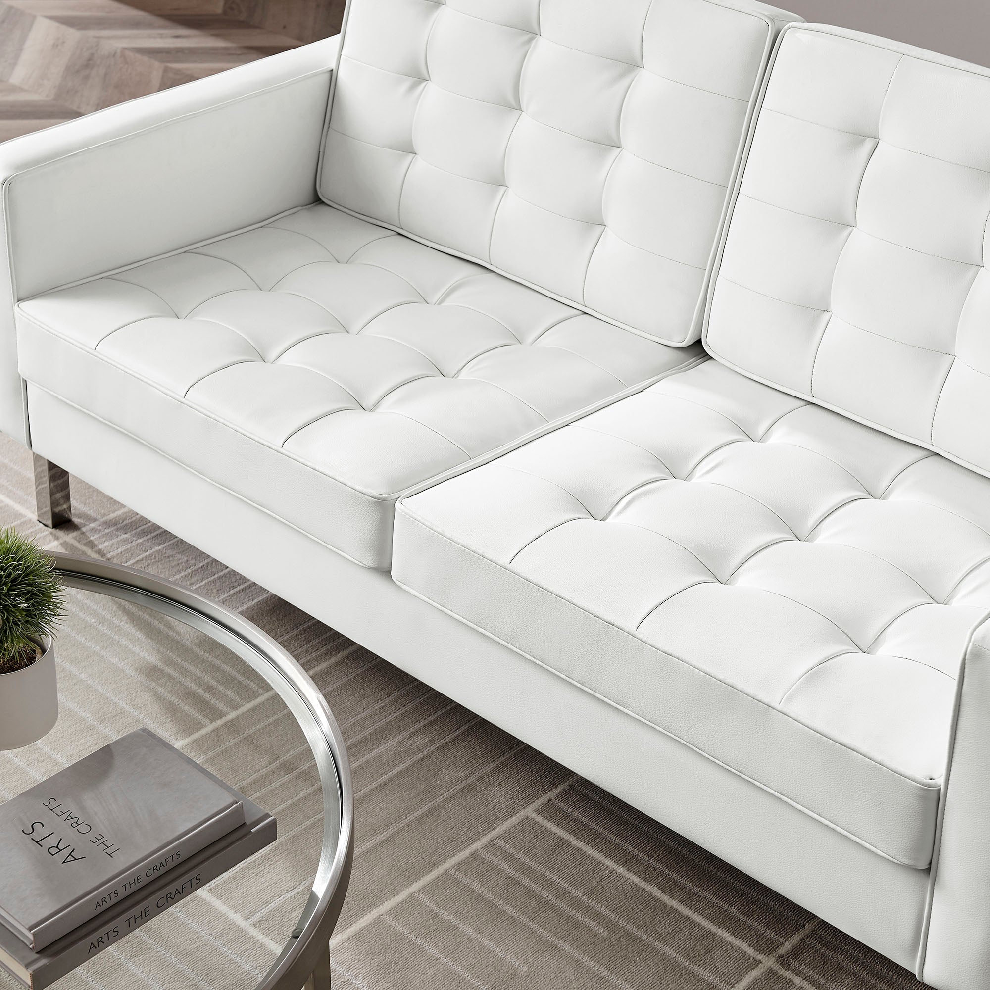 Loft Tufted Vegan Leather Loveseat by Modway