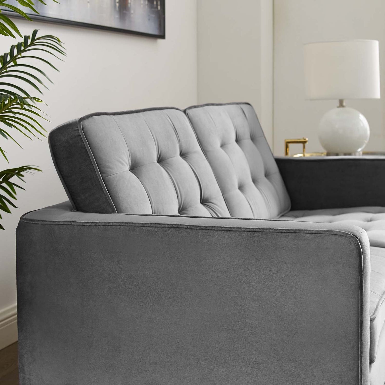 Loft Gold Stainless Steel Leg Performance Velvet Loveseat by Modway