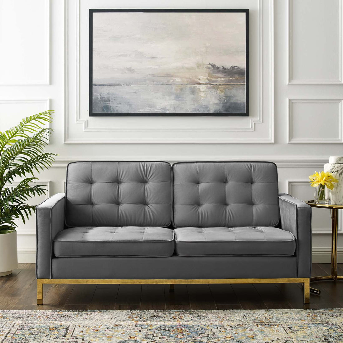 Loft Gold Stainless Steel Leg Performance Velvet Loveseat by Modway