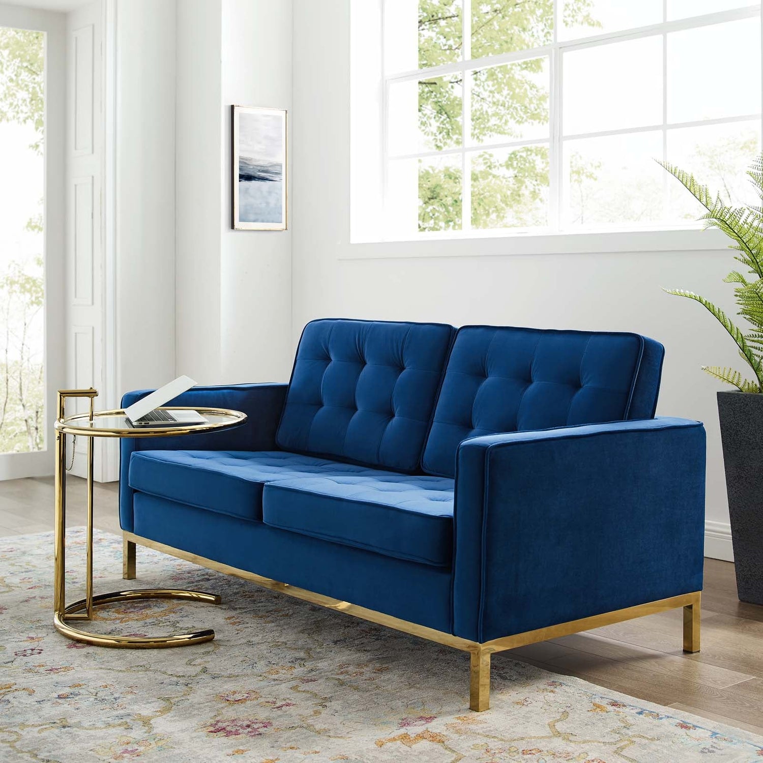 Loft Gold Stainless Steel Leg Performance Velvet Loveseat by Modway