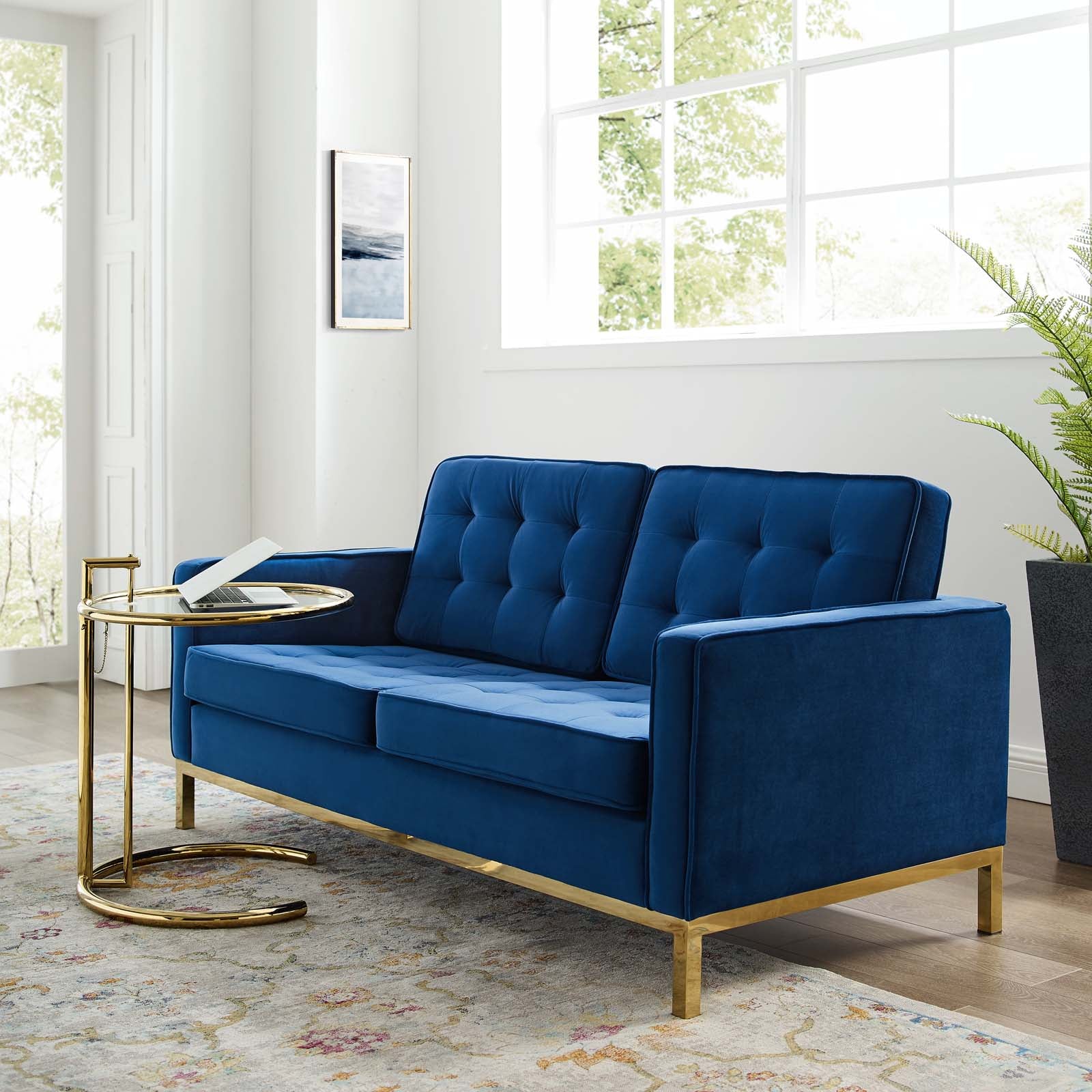 Loft Gold Stainless Steel Leg Performance Velvet Loveseat by Modway