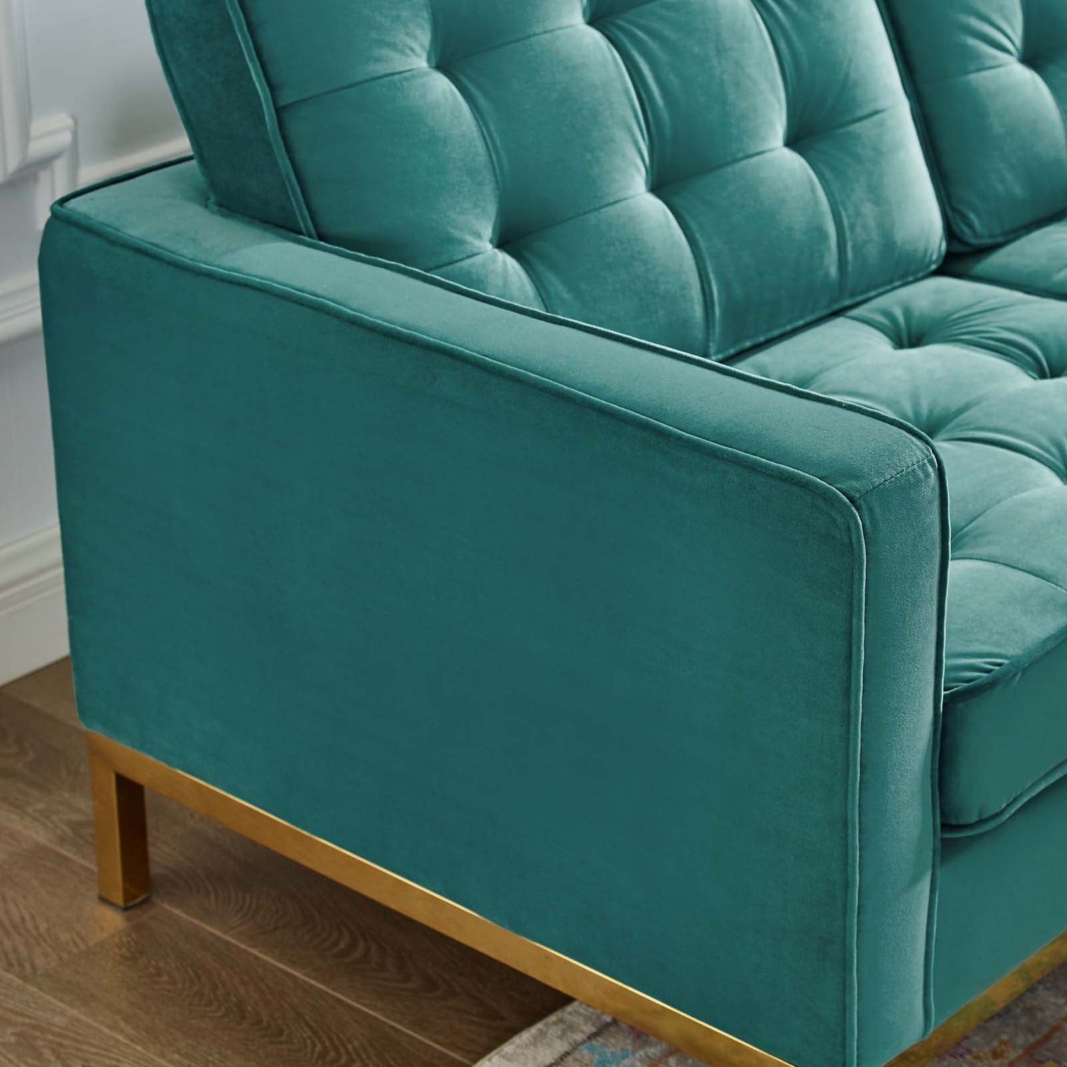 Loft Gold Stainless Steel Leg Performance Velvet Loveseat by Modway