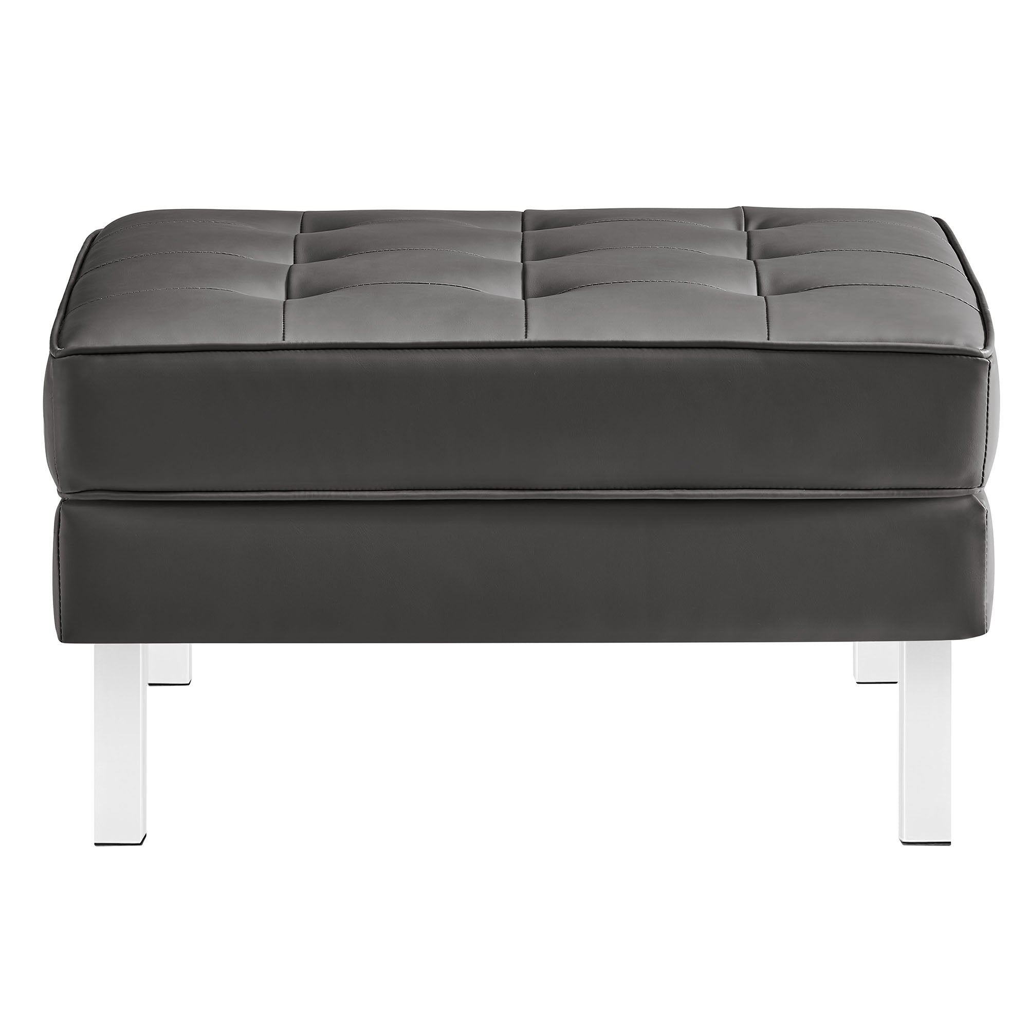 Loft Tufted Vegan Leather Armchair and Ottoman Set