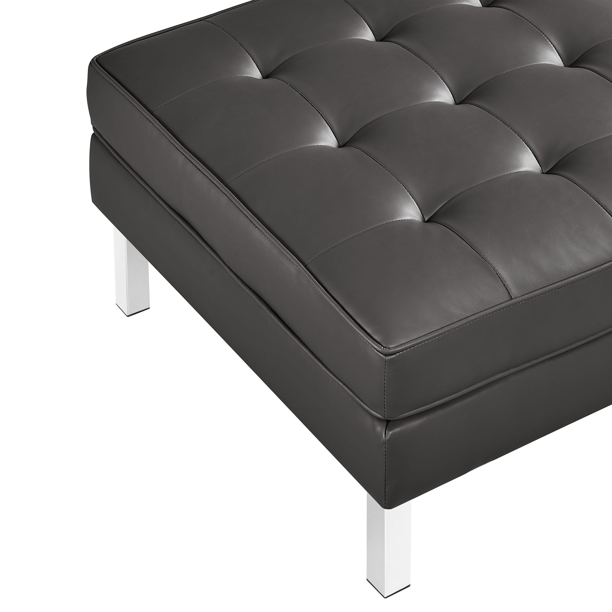 Loft Tufted Vegan Leather Armchair and Ottoman Set