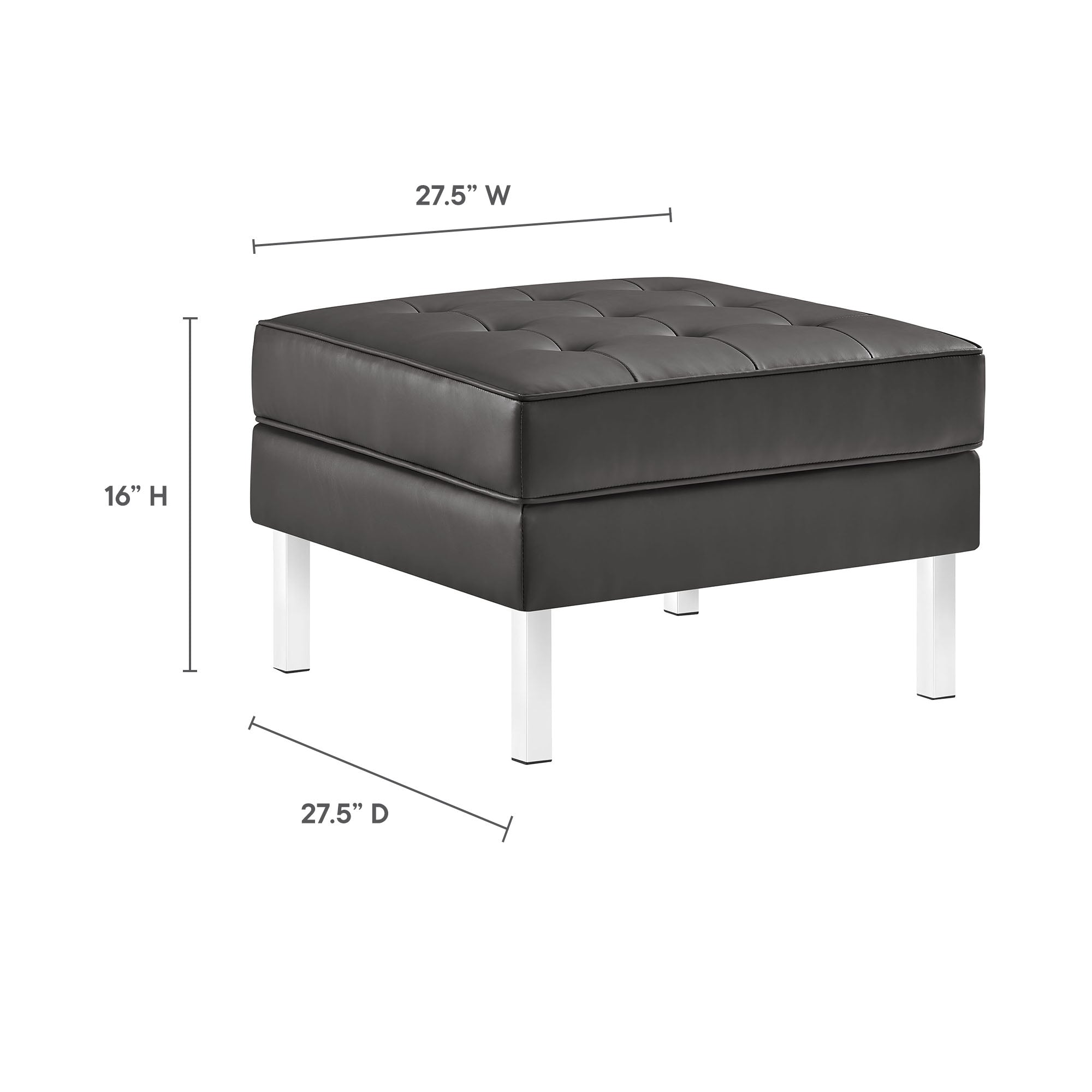 Loft Tufted Vegan Leather Sofa and Ottoman Set