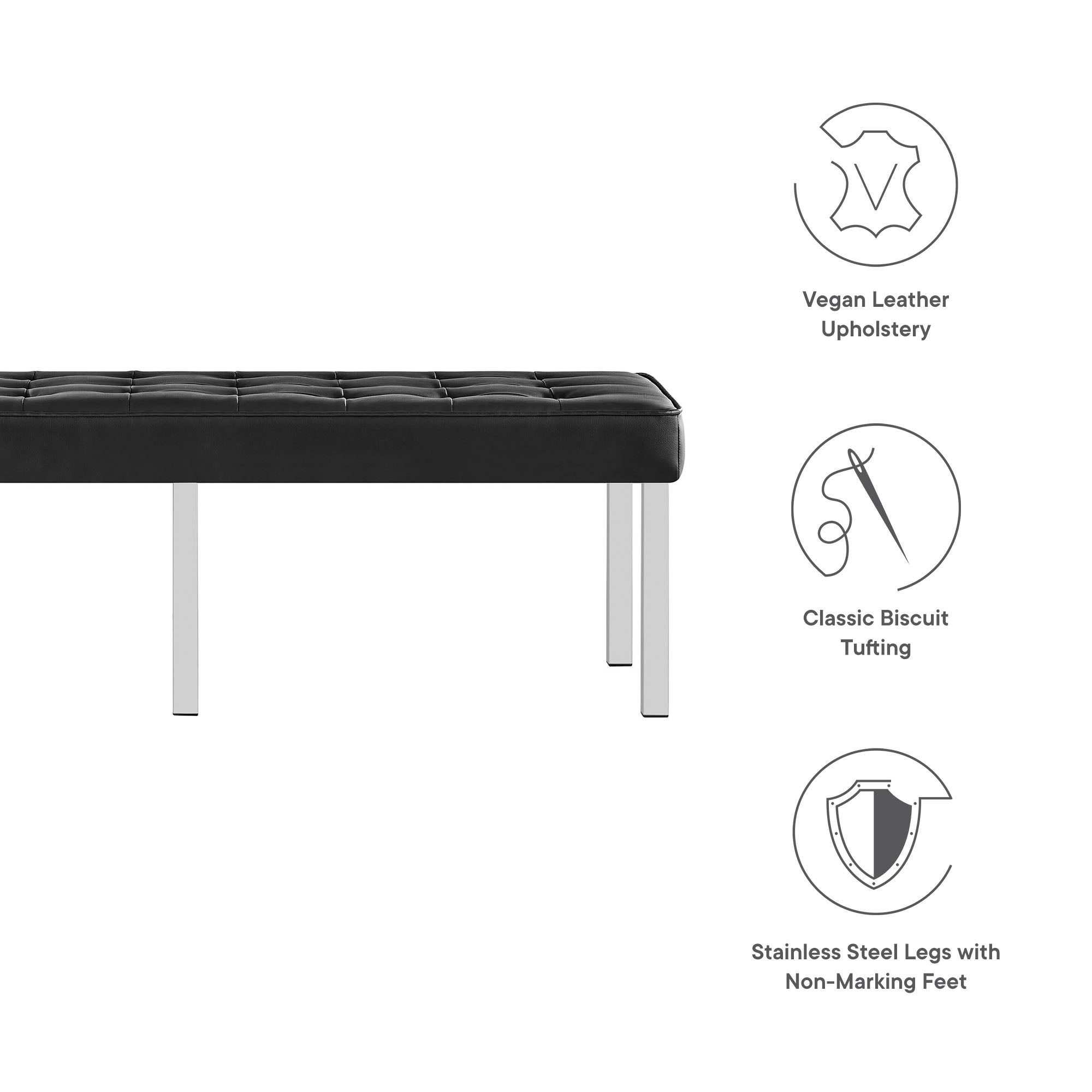 Loft Tufted Vegan Leather Bench by Modway