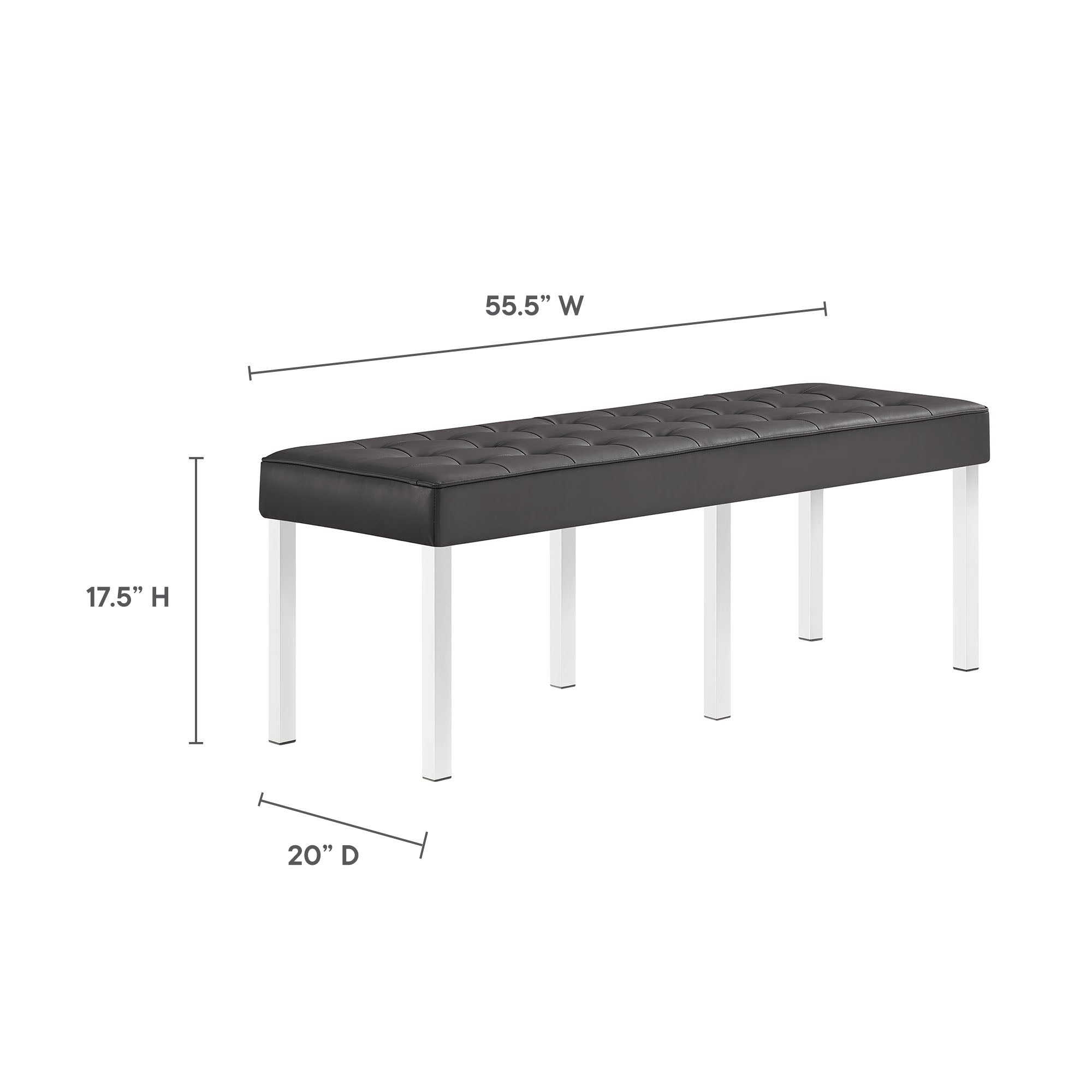 Loft Tufted Vegan Leather Bench by Modway