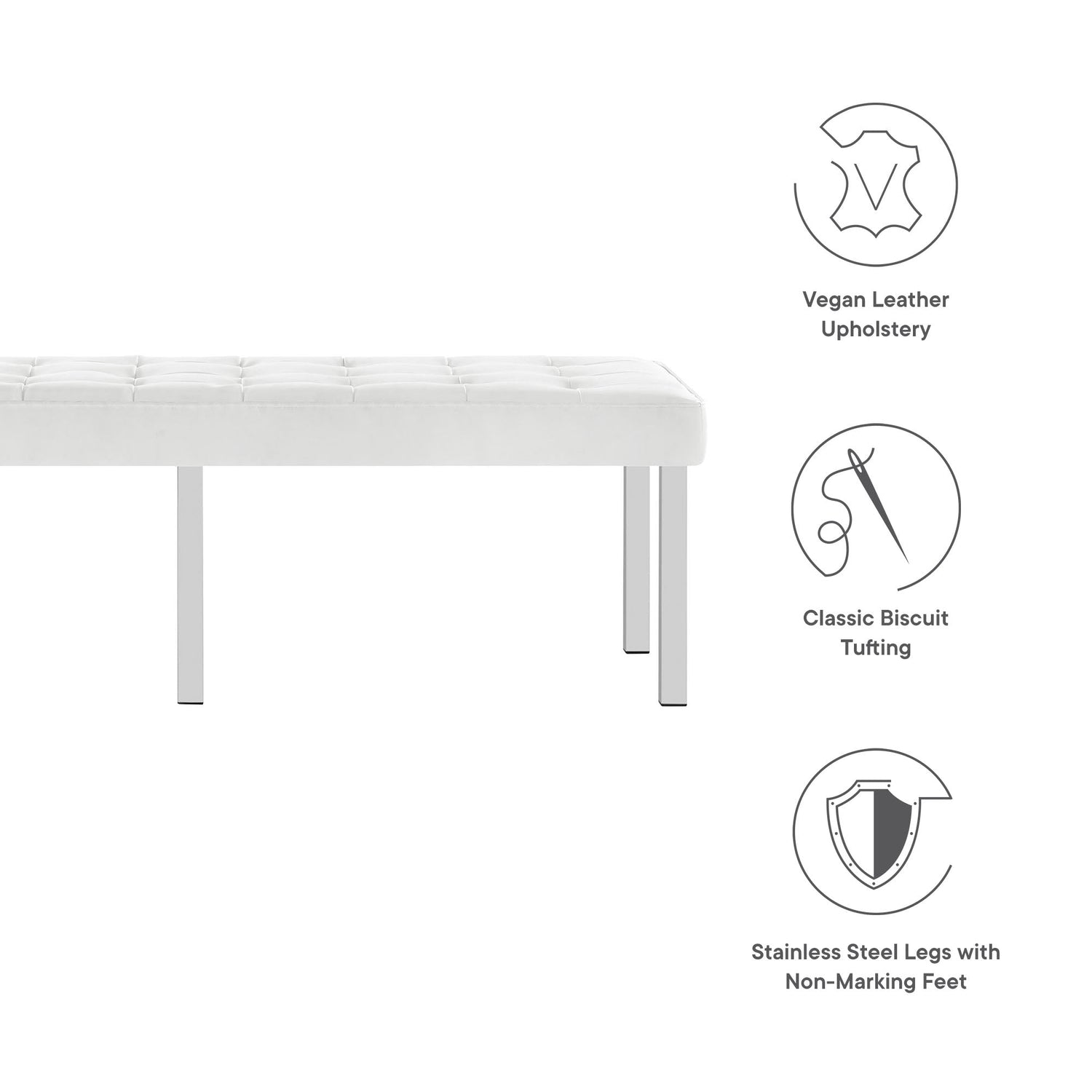 Loft Tufted Vegan Leather Bench by Modway