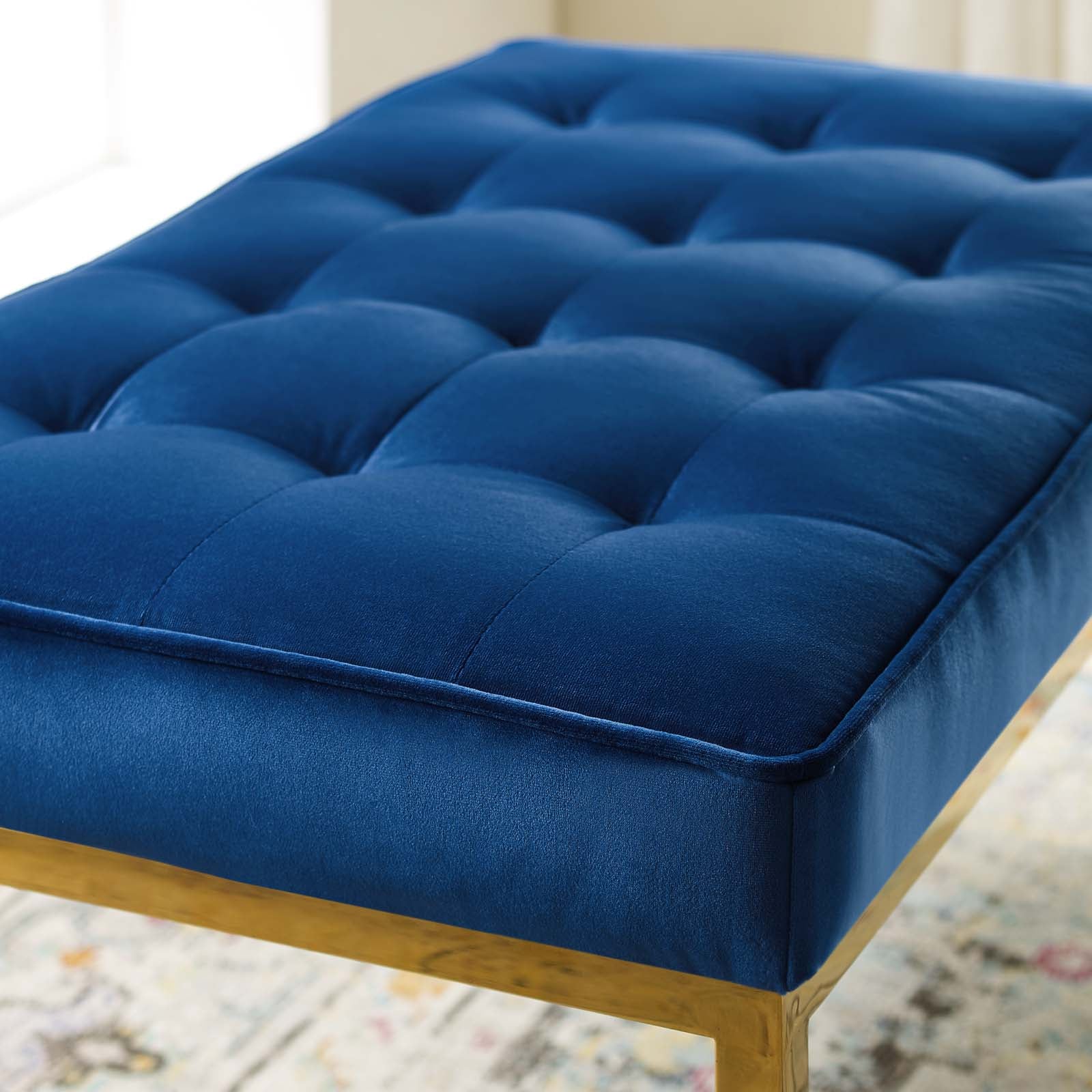 Loft Gold Stainless Steel Leg Medium Performance Velvet Bench by Modway